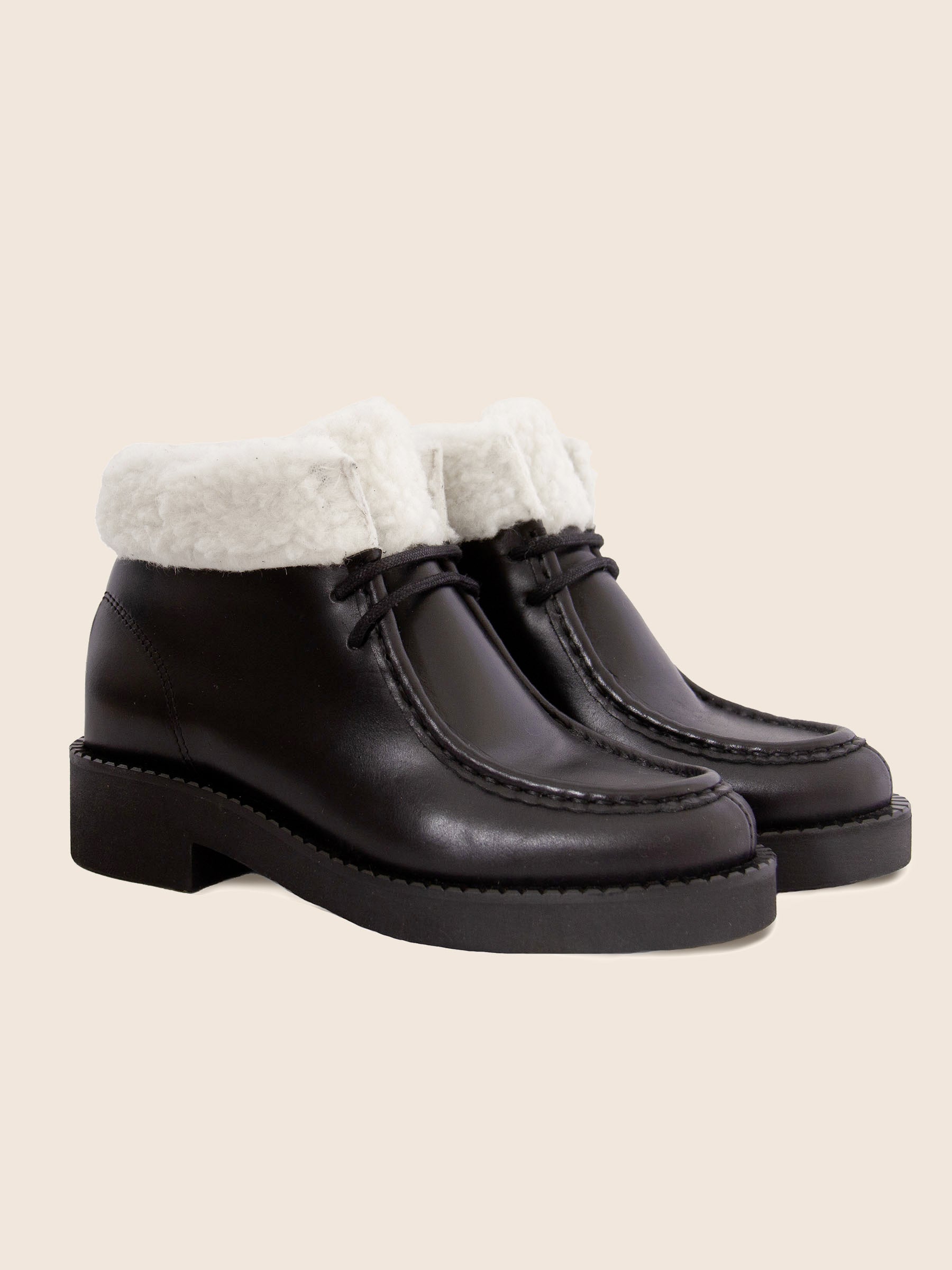 bottines fourrees basses cuir noir jules & jenn