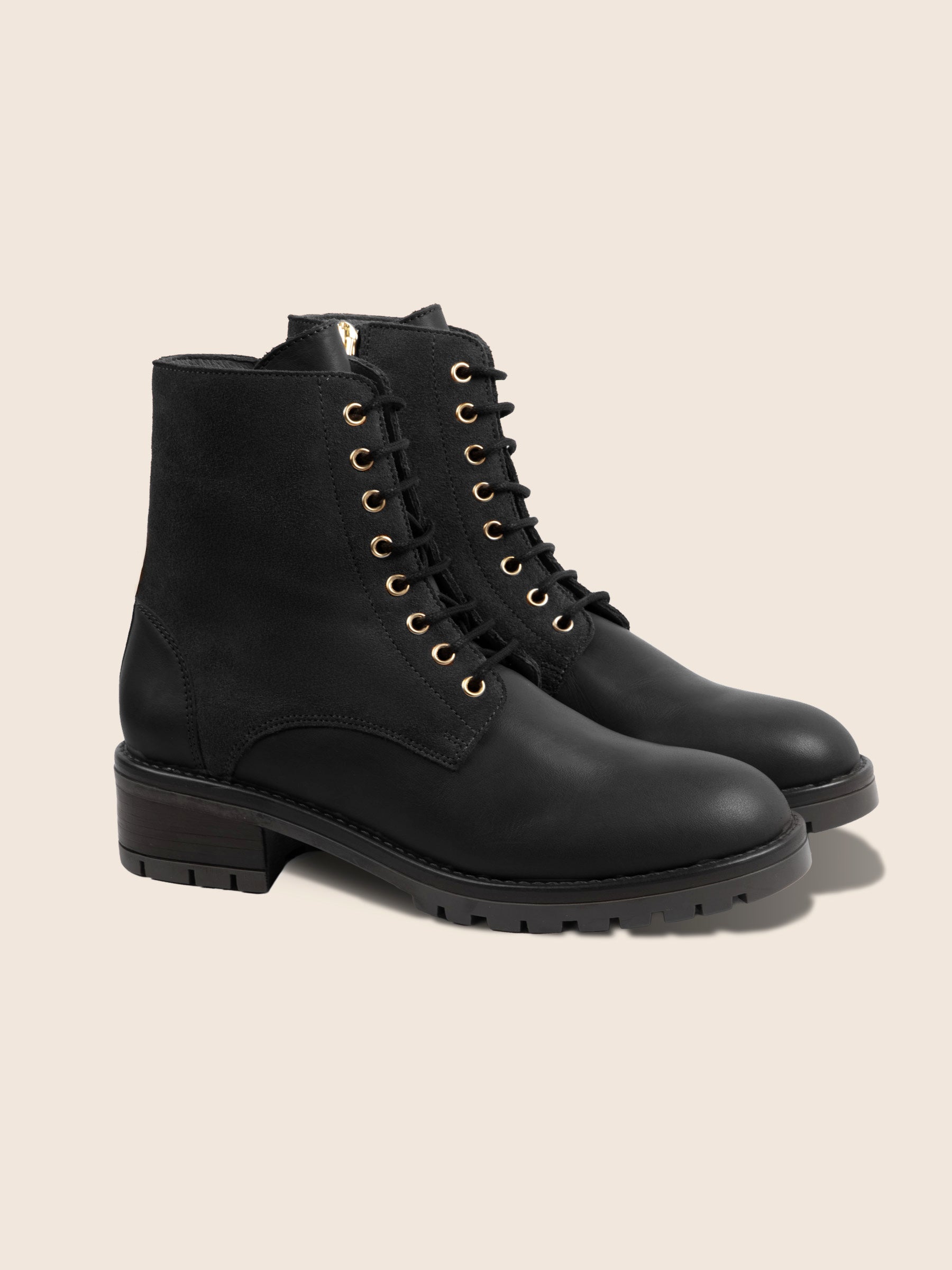 bottines à lacet cuir noir jules&jenn