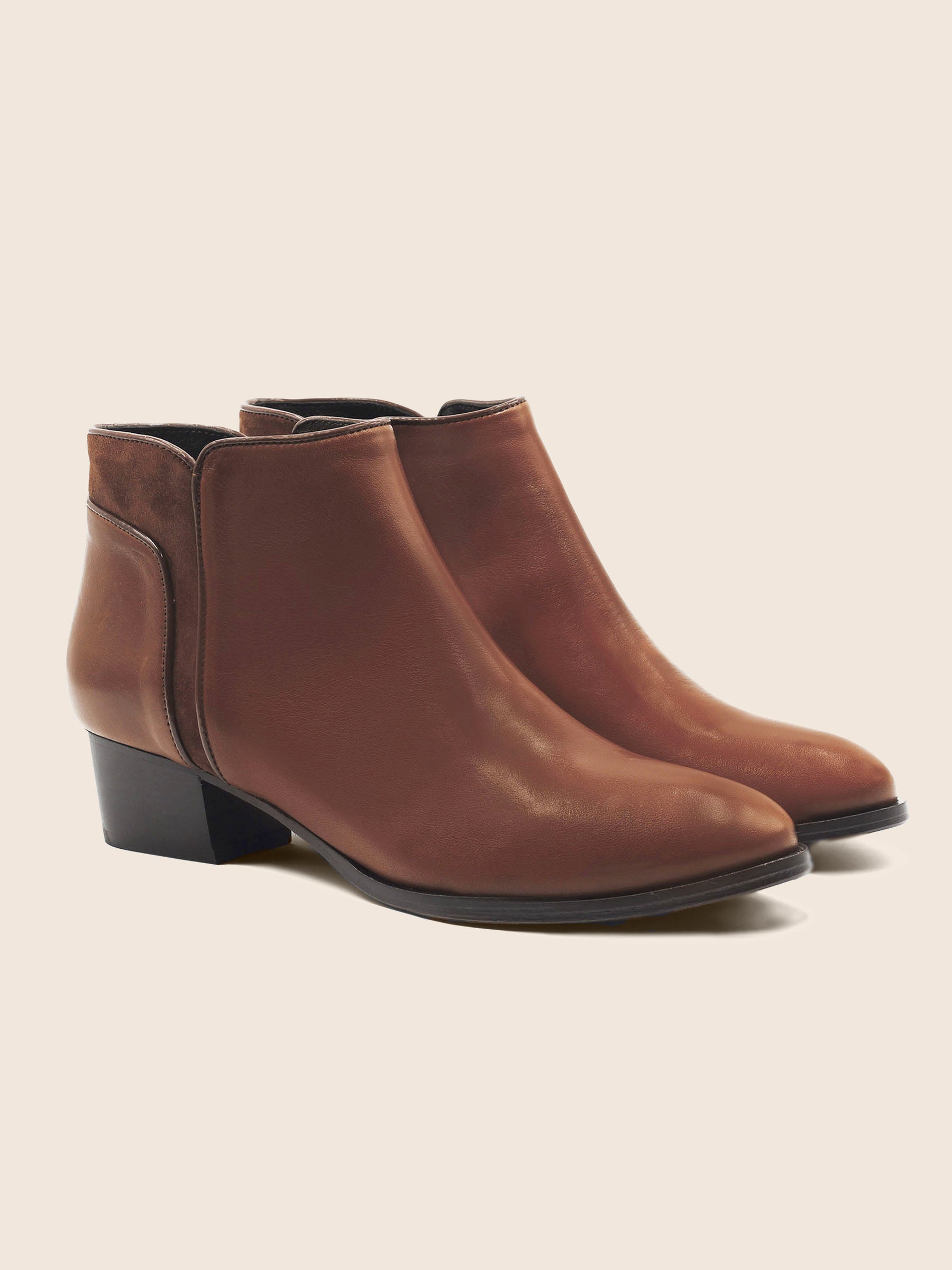 bottines moyen talon cuir camel jules & jenn