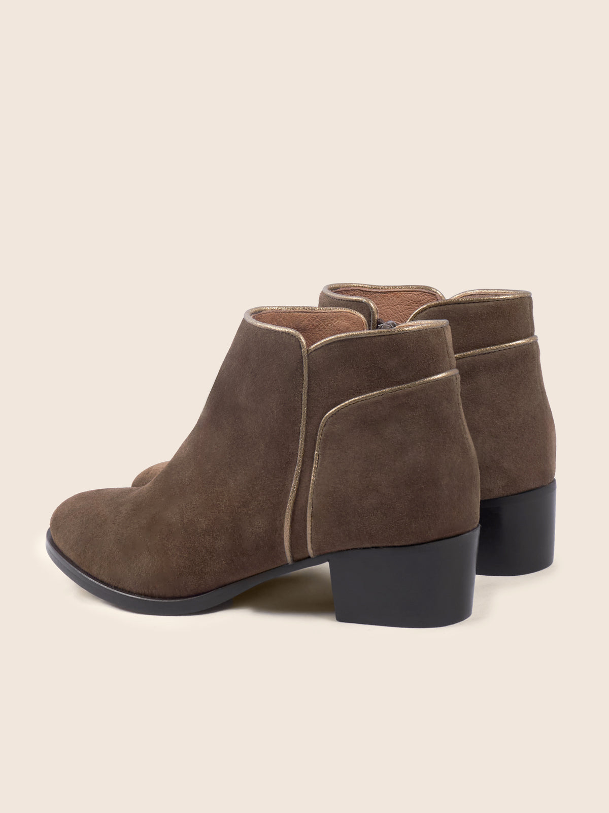 photo vue arriere bottines moyen talon cuir daim marron jules jenn