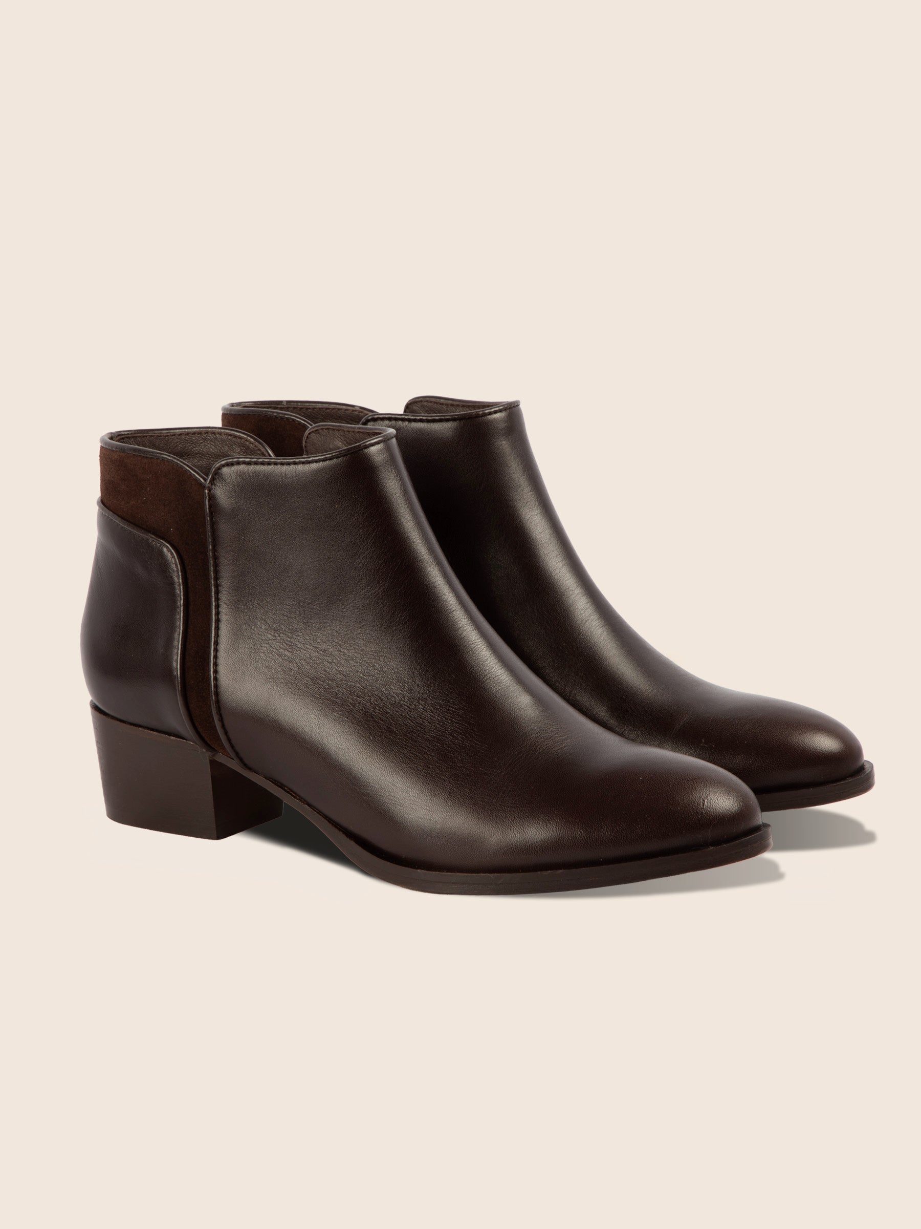 bottines moyen talon cuir marron jules jenn