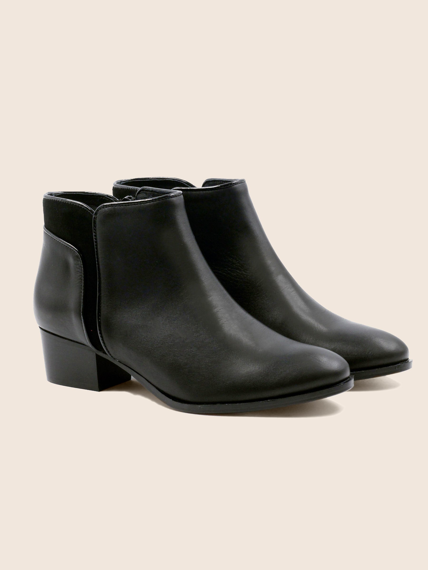 bottines moyen talon cuir noir jules & jenn