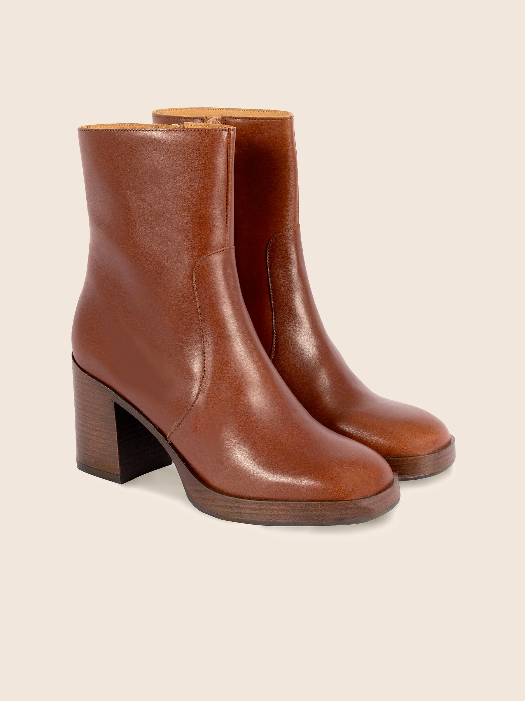 bottines plateforme cuir camel jules & jenn