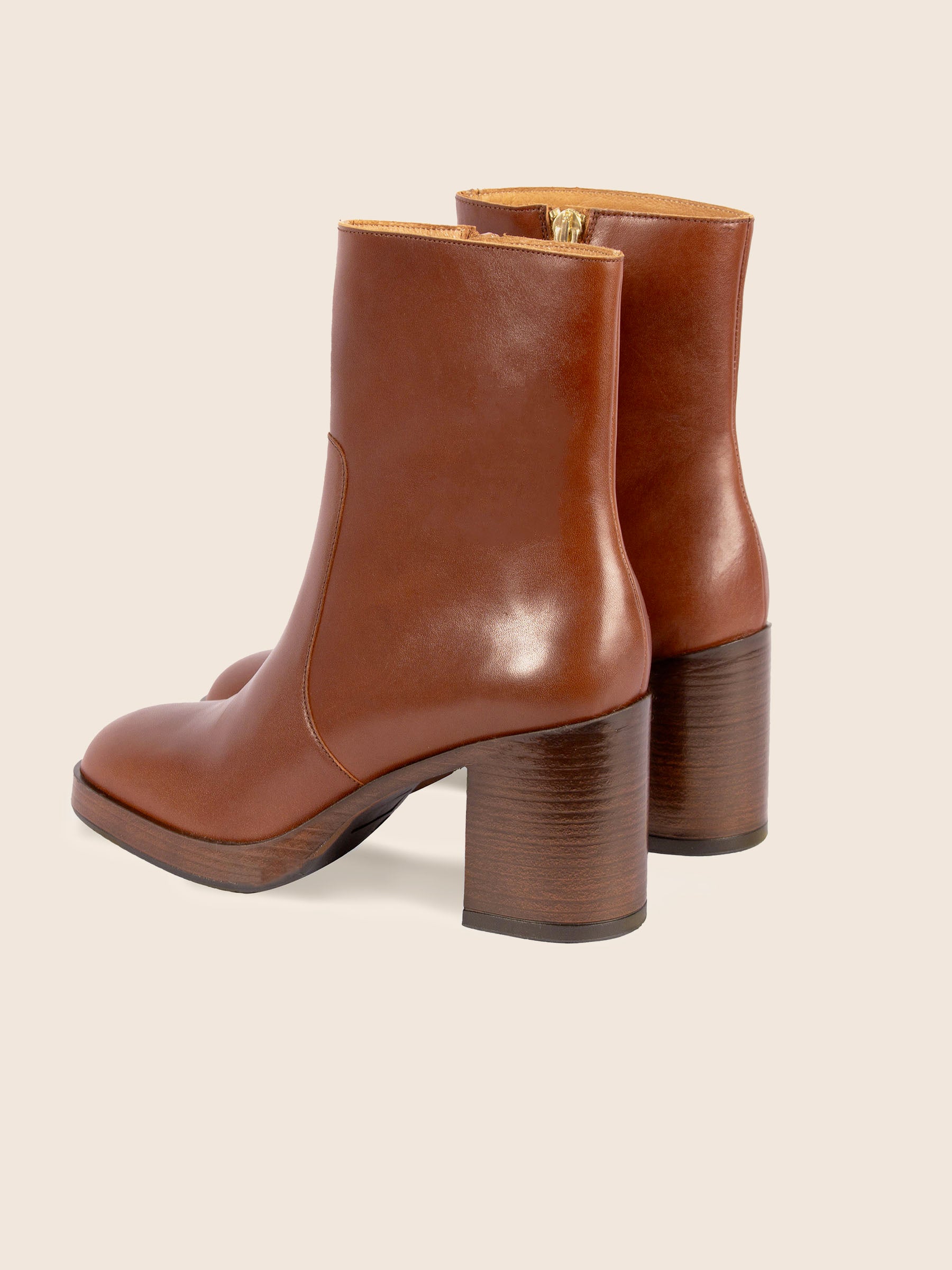 vue arriere bottines plateforme cuir camel jules & jenn