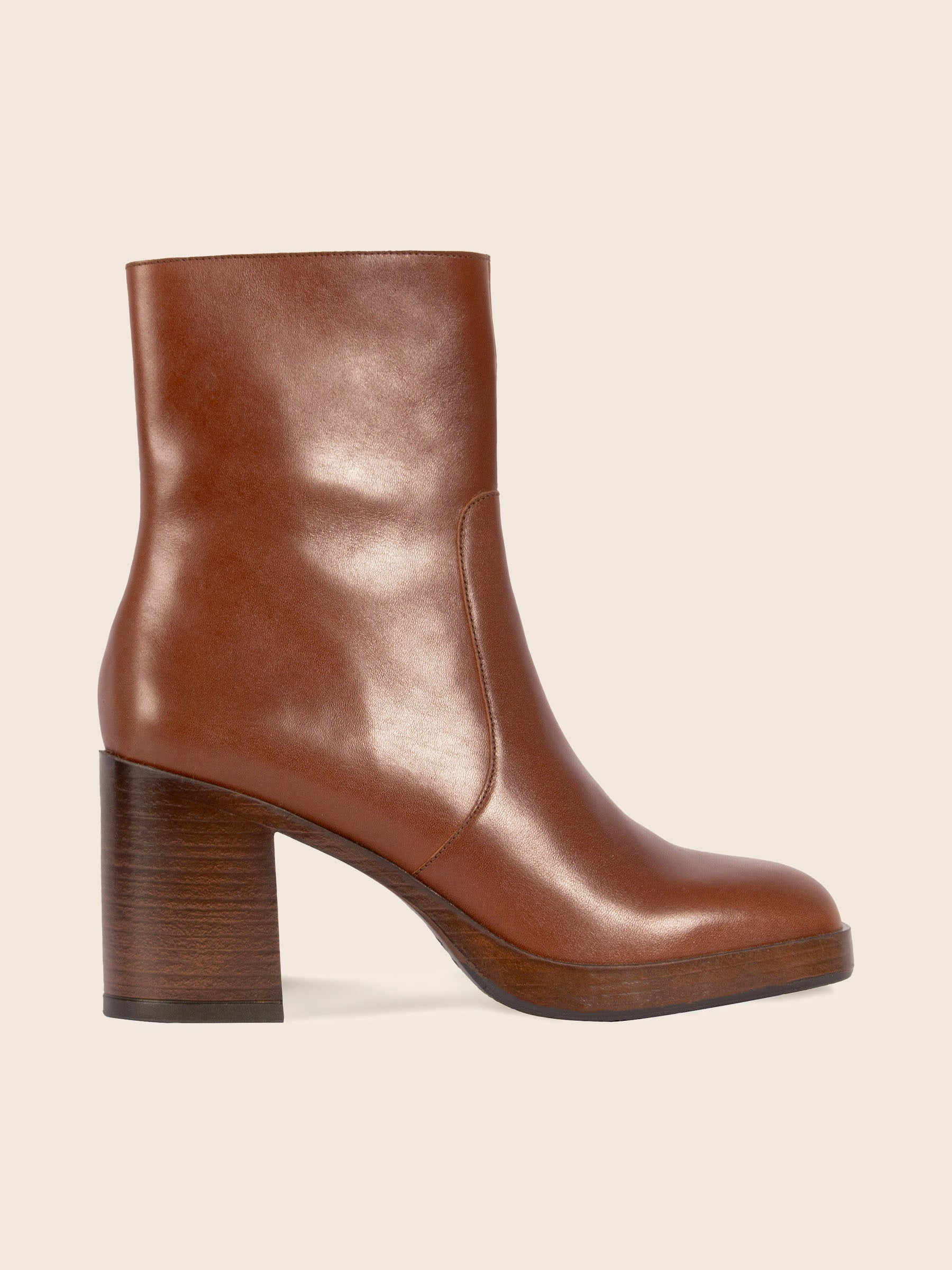 vue profil bottines plateforme cuir camel jules & jenn