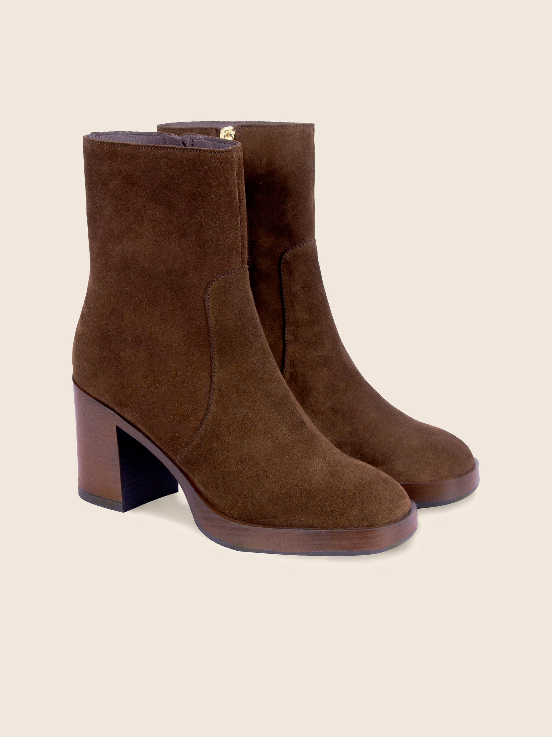 bottines plateforme cuir daim marron jules & jenn