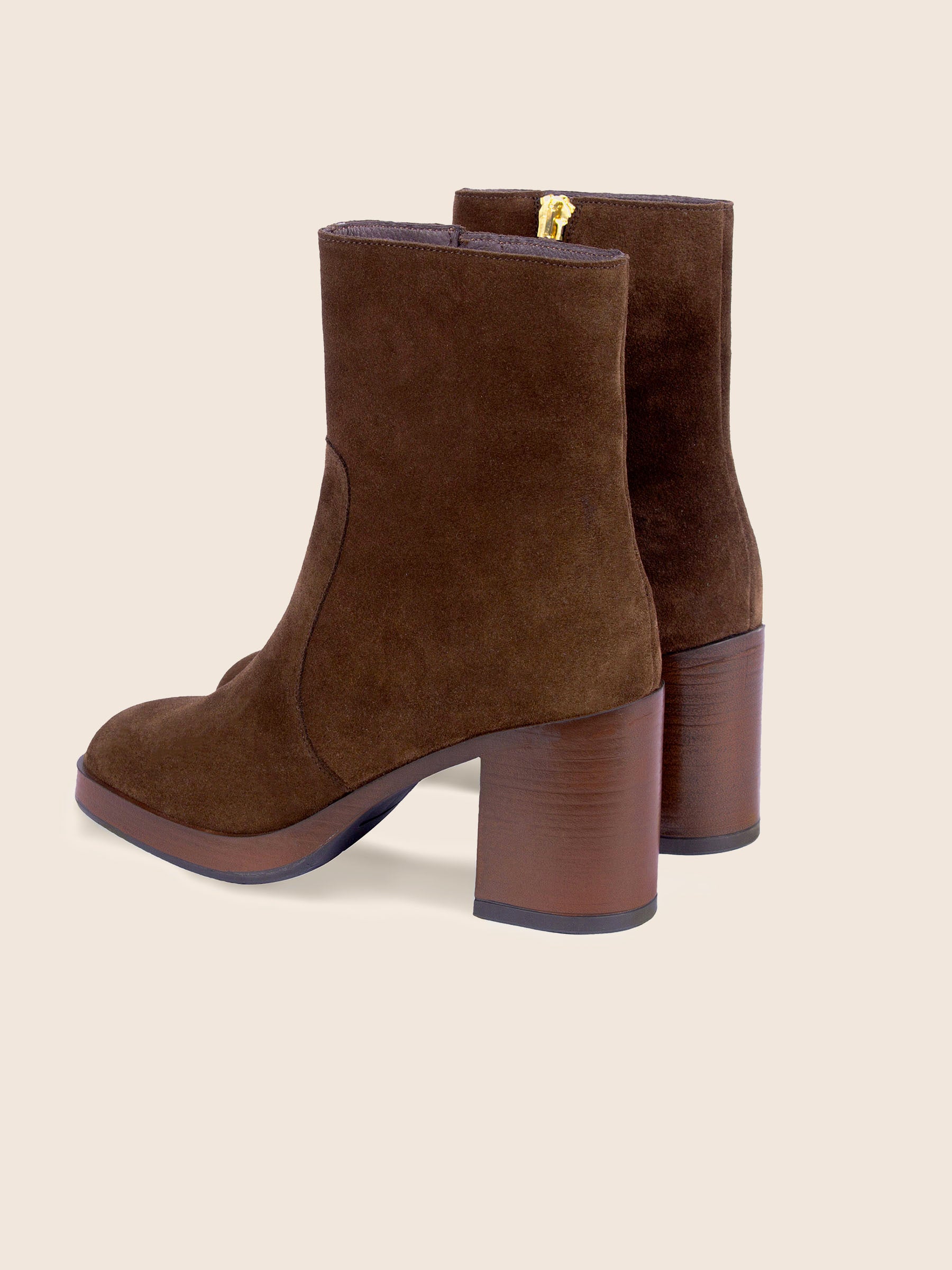 vue arriere bottines plateforme cuir daim marron jules & jenn