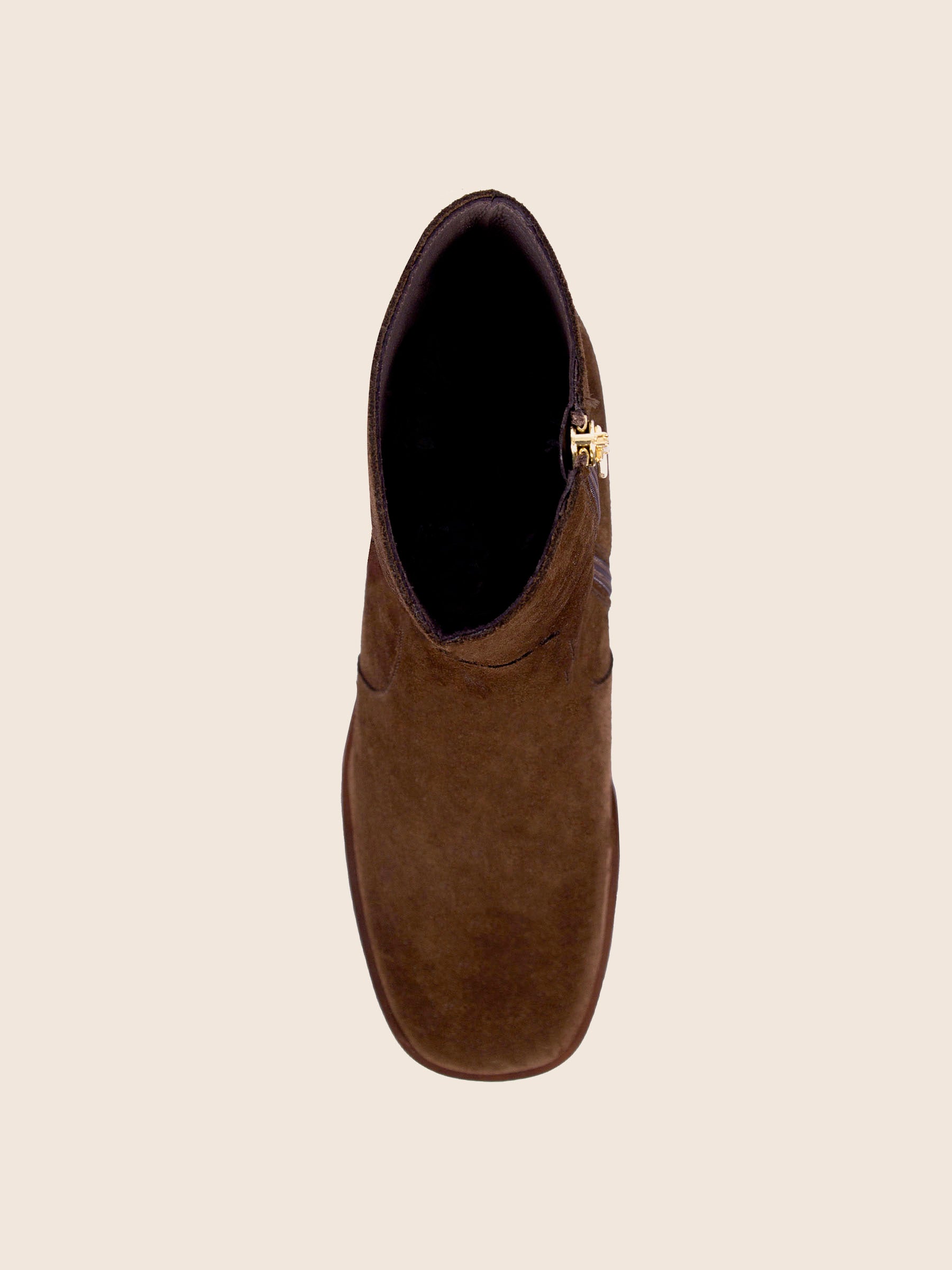 vue dessus bottines plateforme cuir daim marron jules & jenn