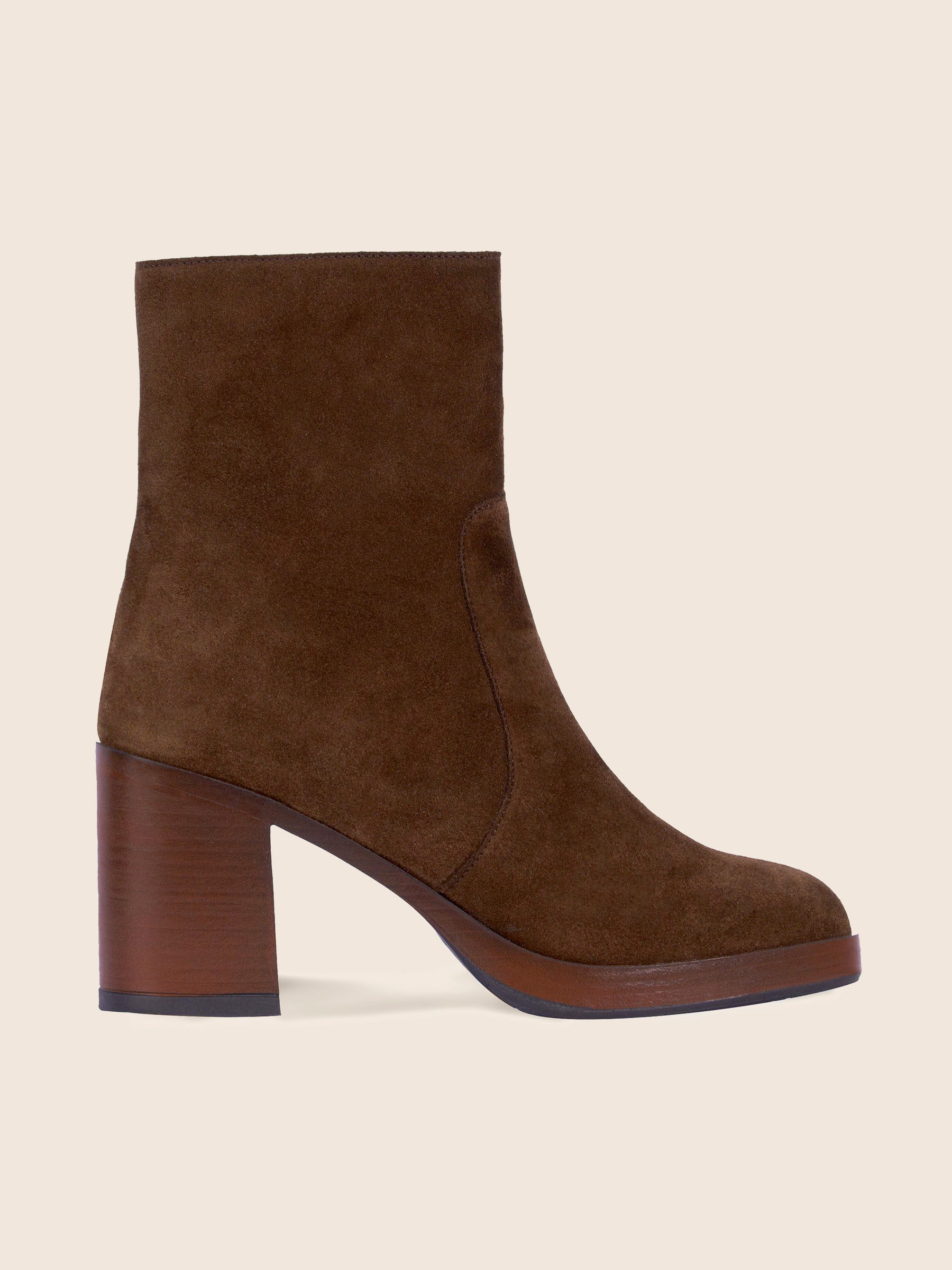 vue profil bottines plateforme cuir daim marron jules & jenn