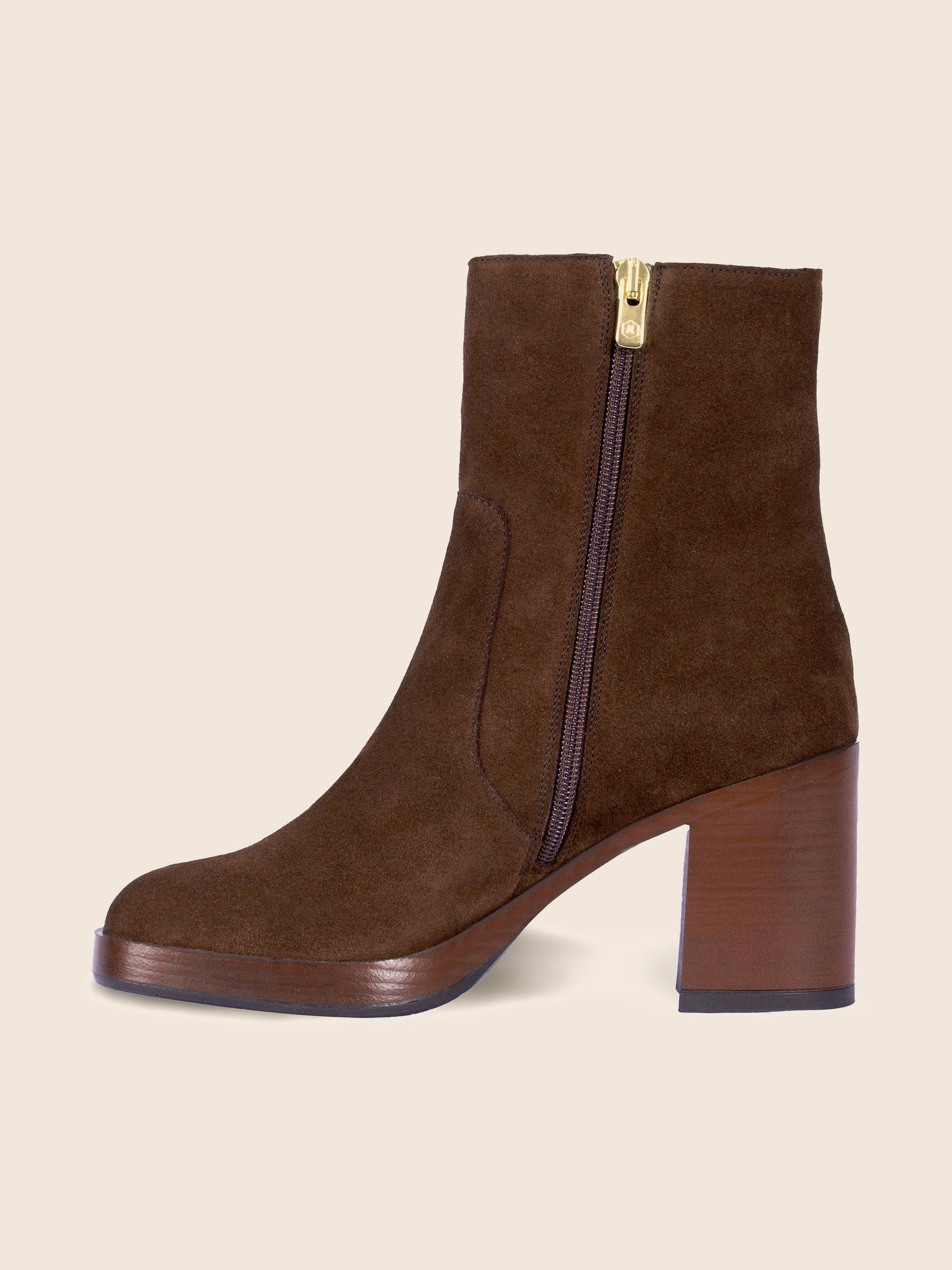 vue interieure bottines plateforme cuir daim marron jules & jenn