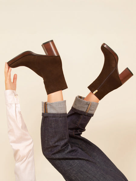 Bottines Freeflex En Daim Marron – Talon 7 Cm, Tige Basse, Pointure UK 4