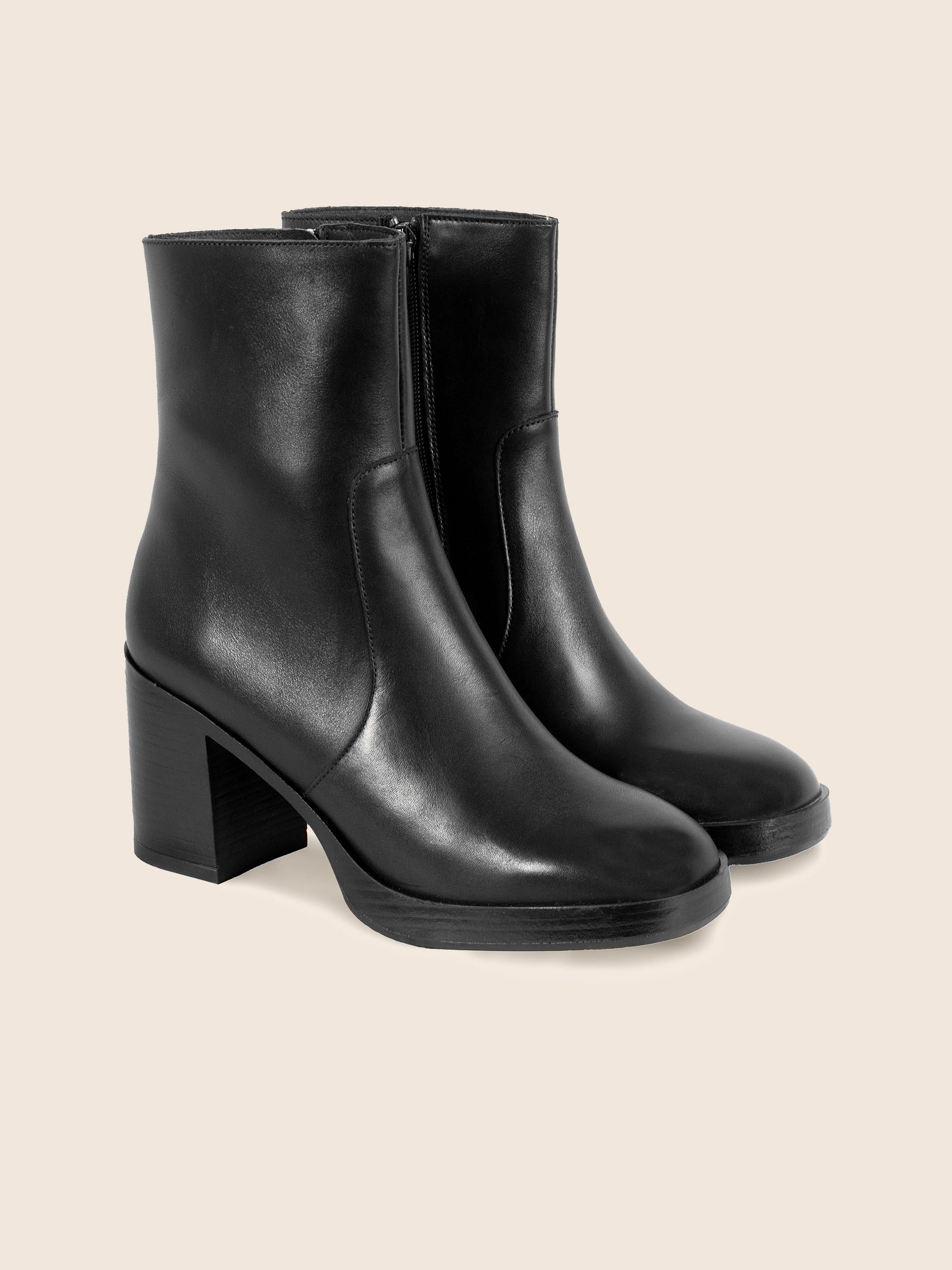 bottines plateforme cuir noir jules & jenn