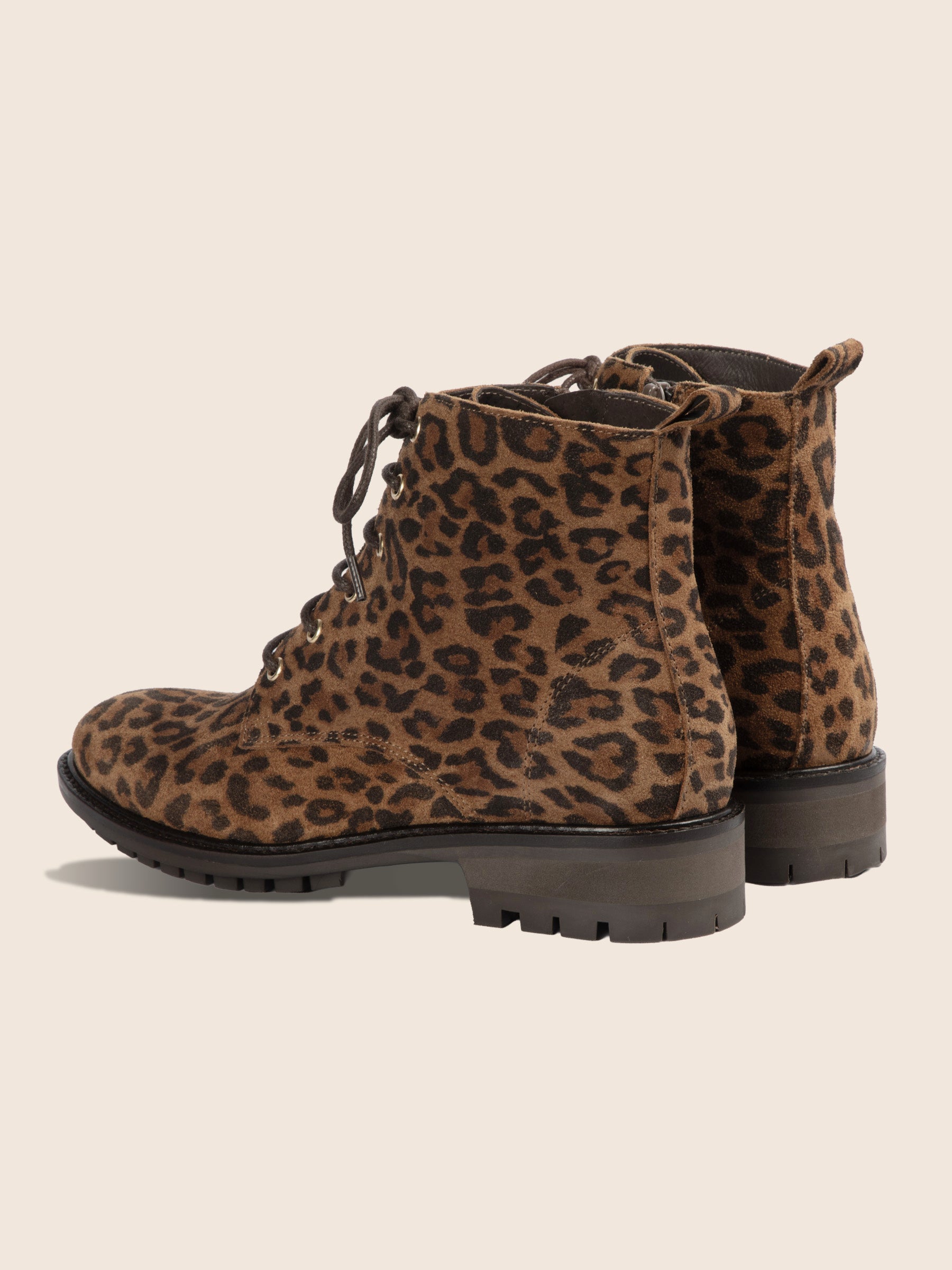 vue arrière bottines plates à lacet léopard jules jenn