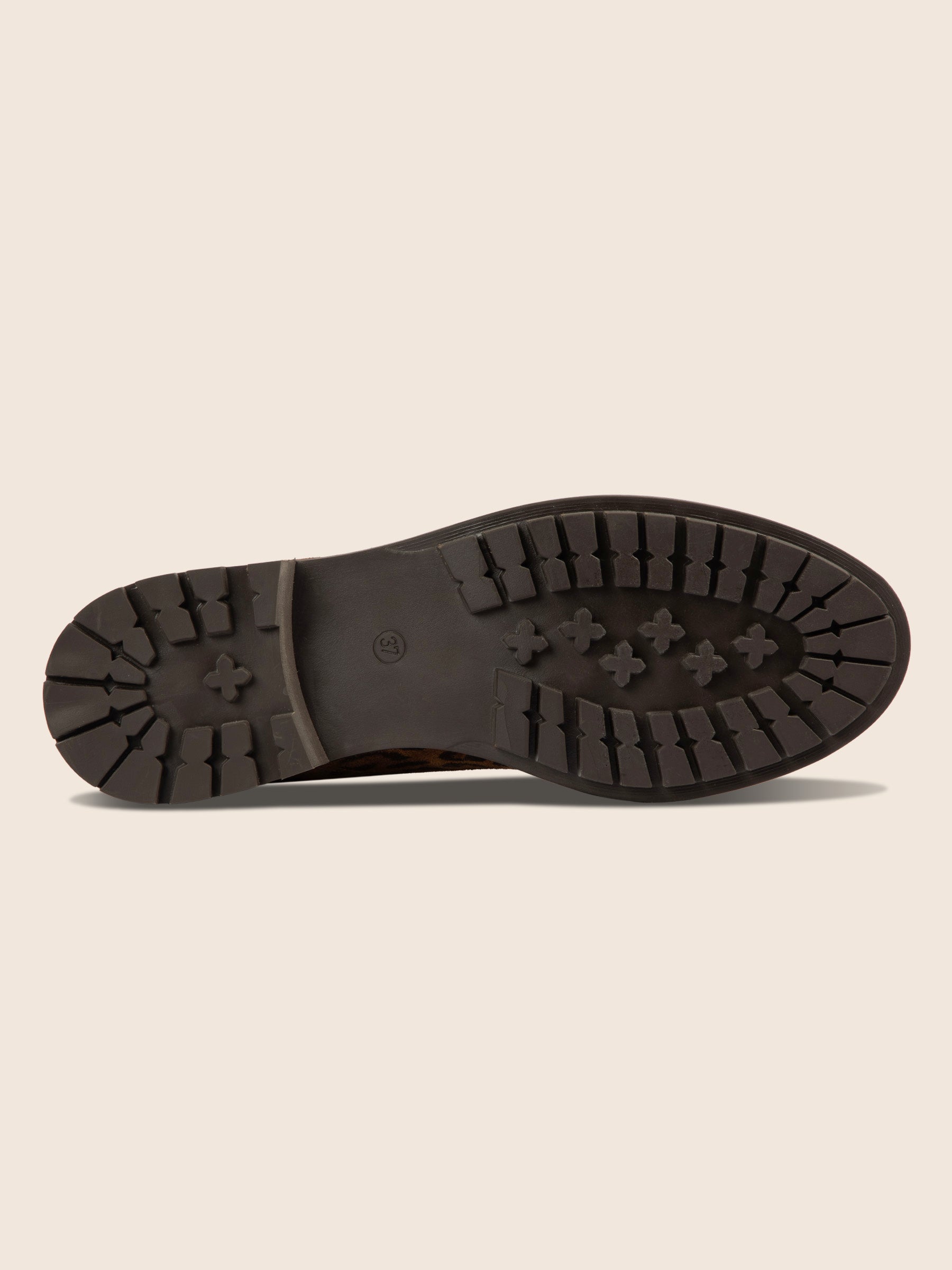 vue dessous bottines plates à lacet léopard jules jenn