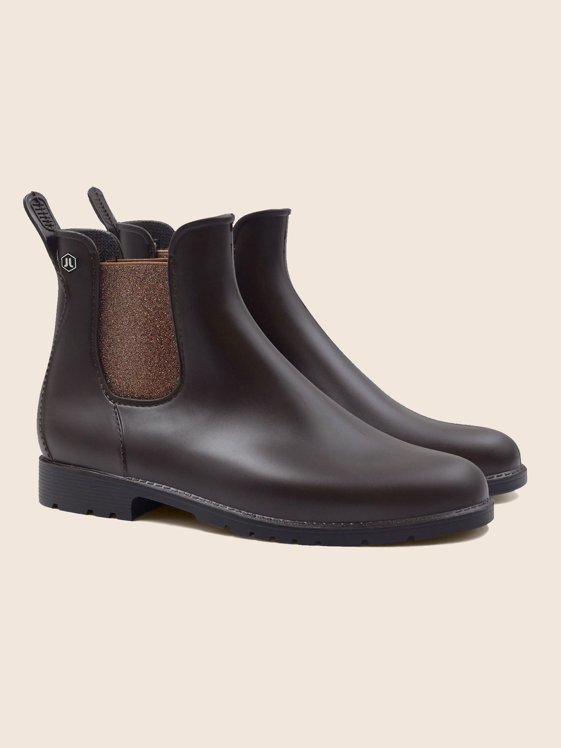 bottines de pluie marron & bronze jules & jenn