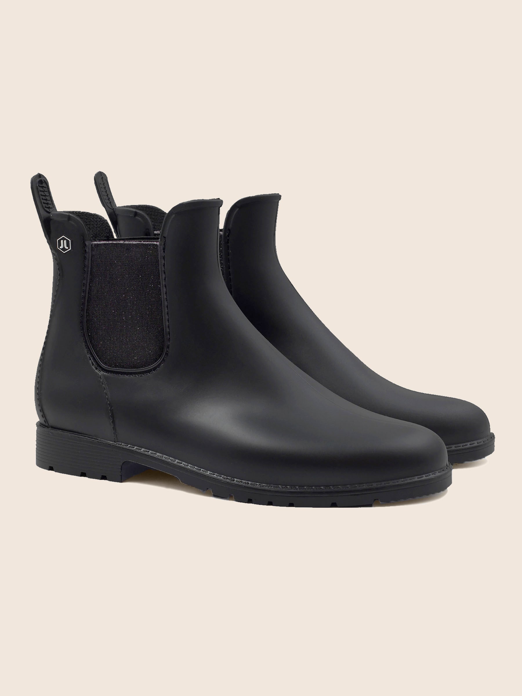 Bottines de pluie noir argenté
