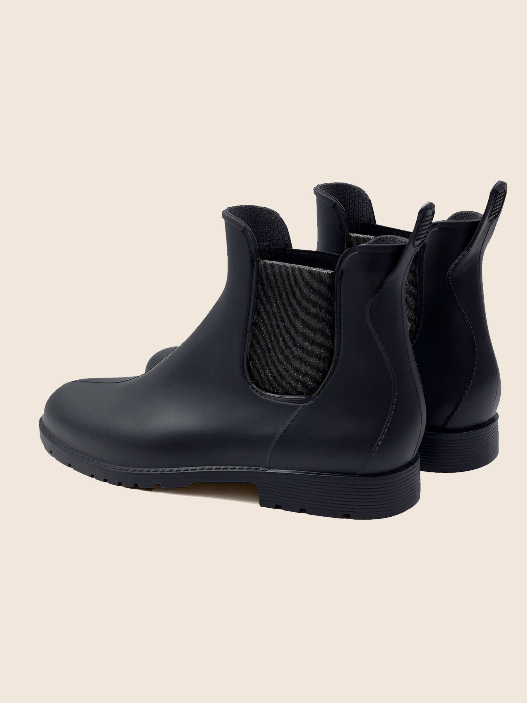 vue arriere bottines de pluie caoutchouc noir argente jules jenn
