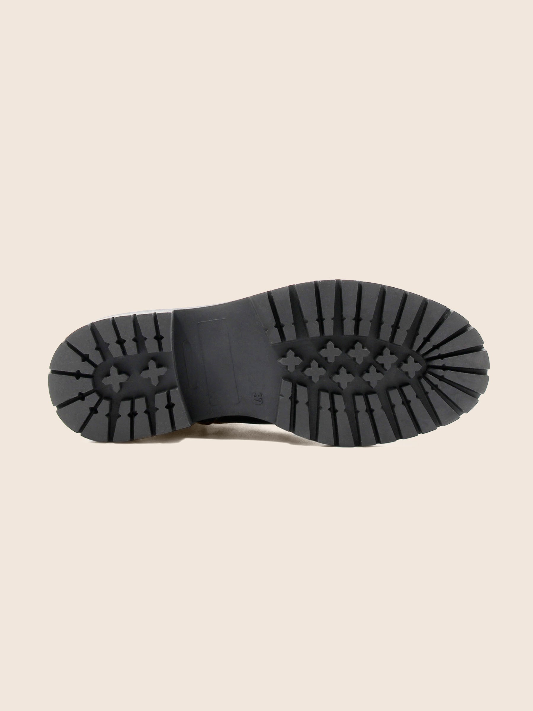 vue dessous bottines ranger crantees cuir kaki jules & jenn