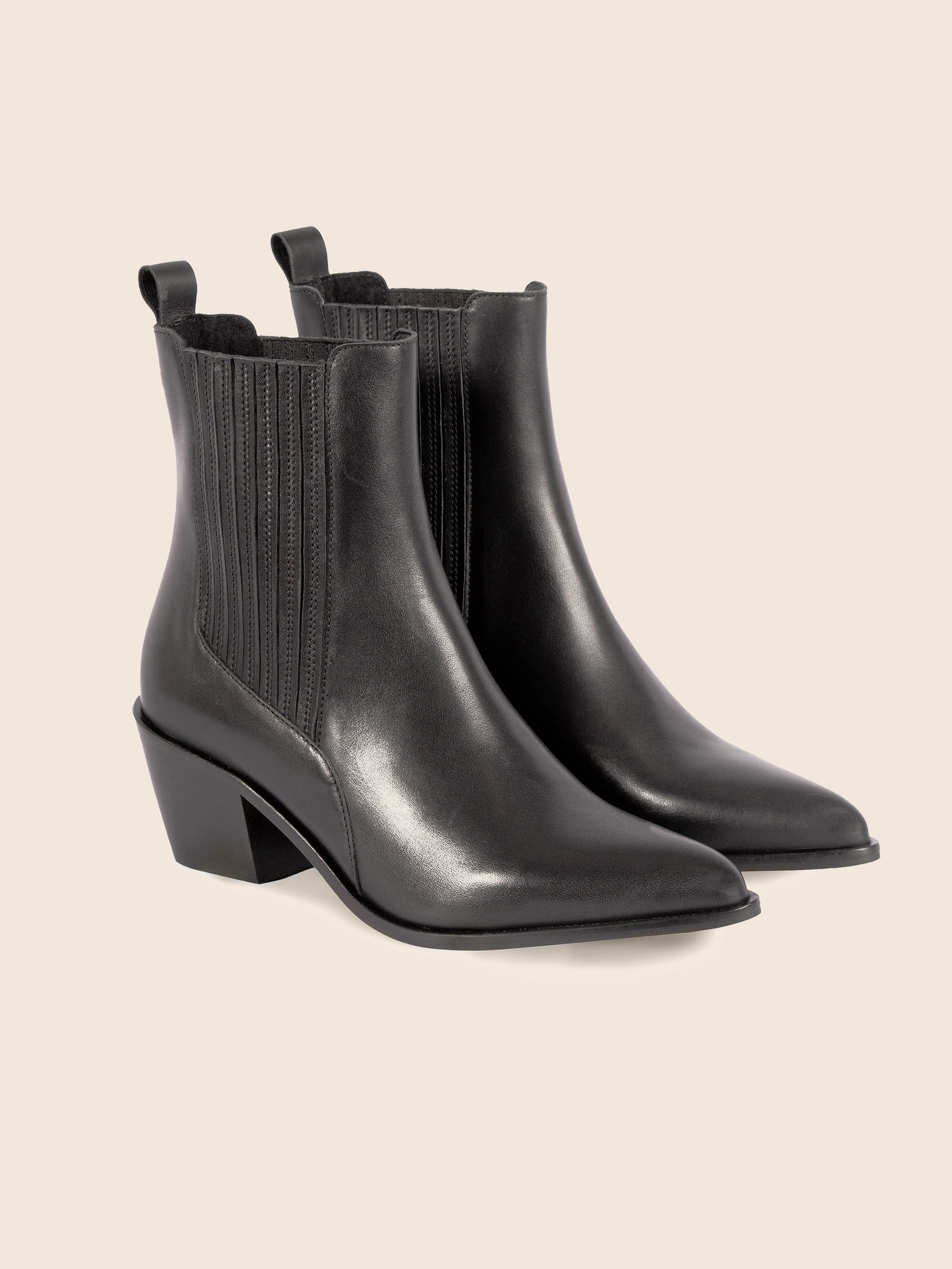 bottines santiag cuir noir jules & jenn