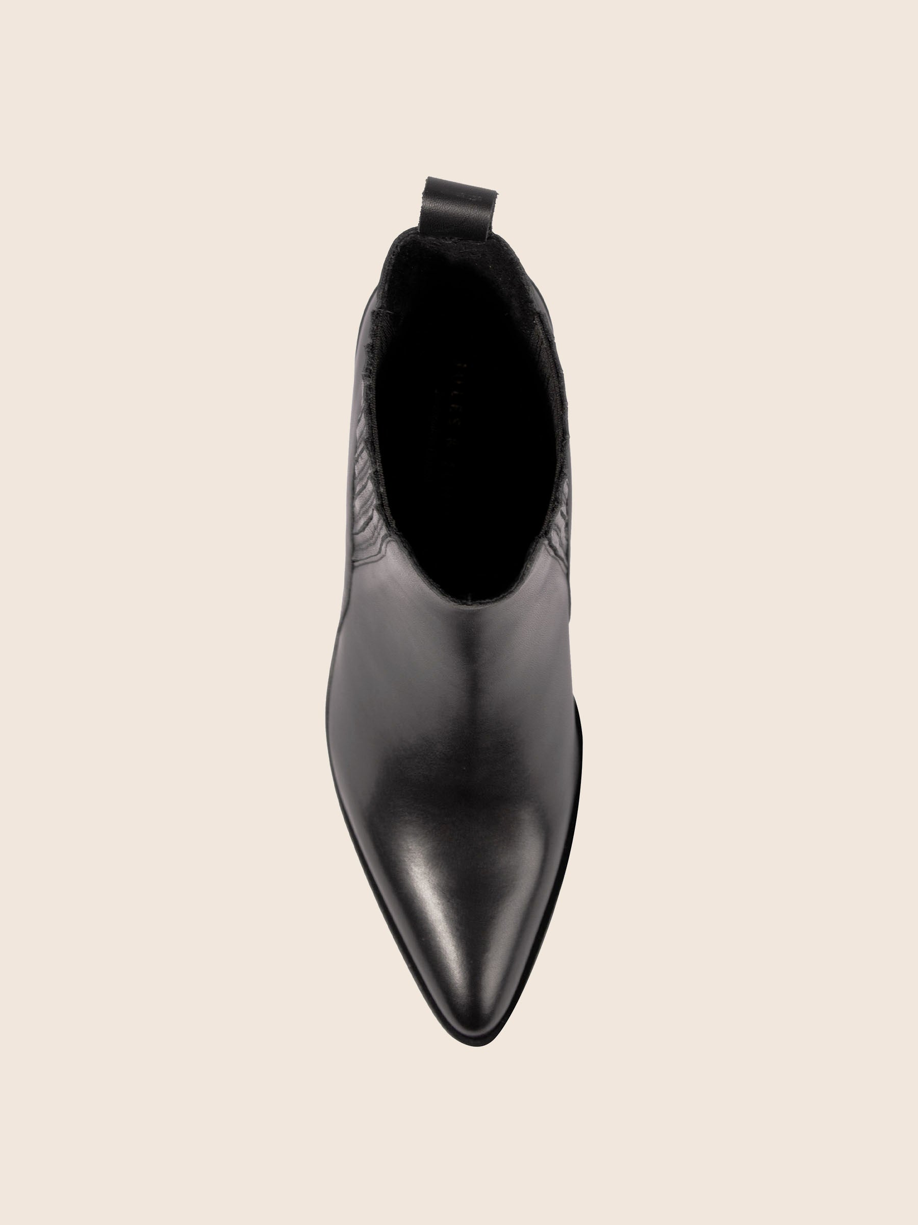 vue dessus bottines santiag cuir noir jules & jenn