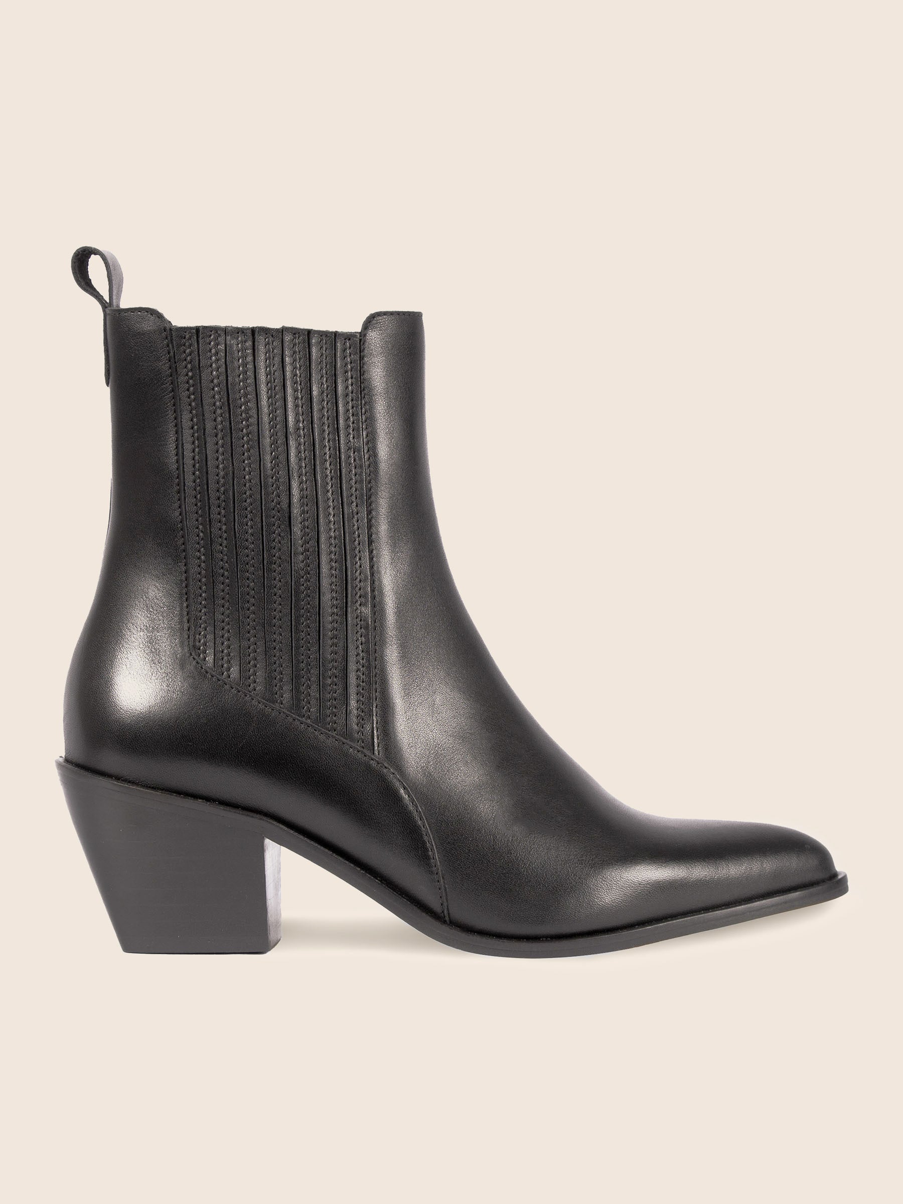 vue profil bottines santiag cuir noir jules & jenn
