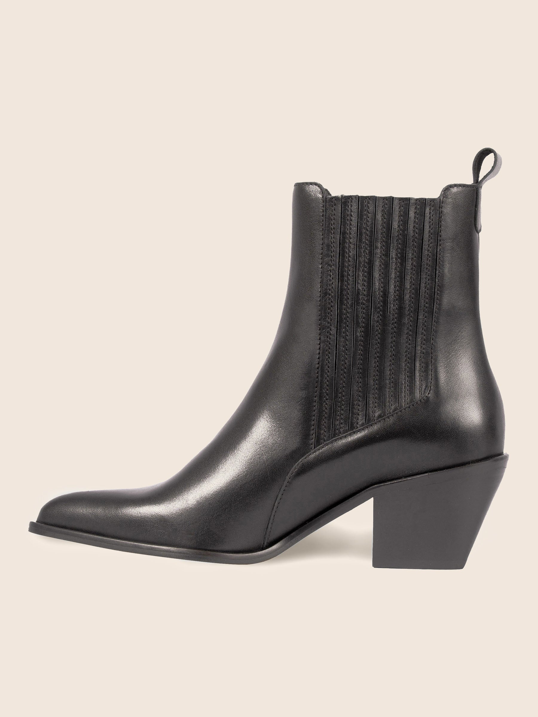 vue interieure bottines santiag cuir noir jules & jenn