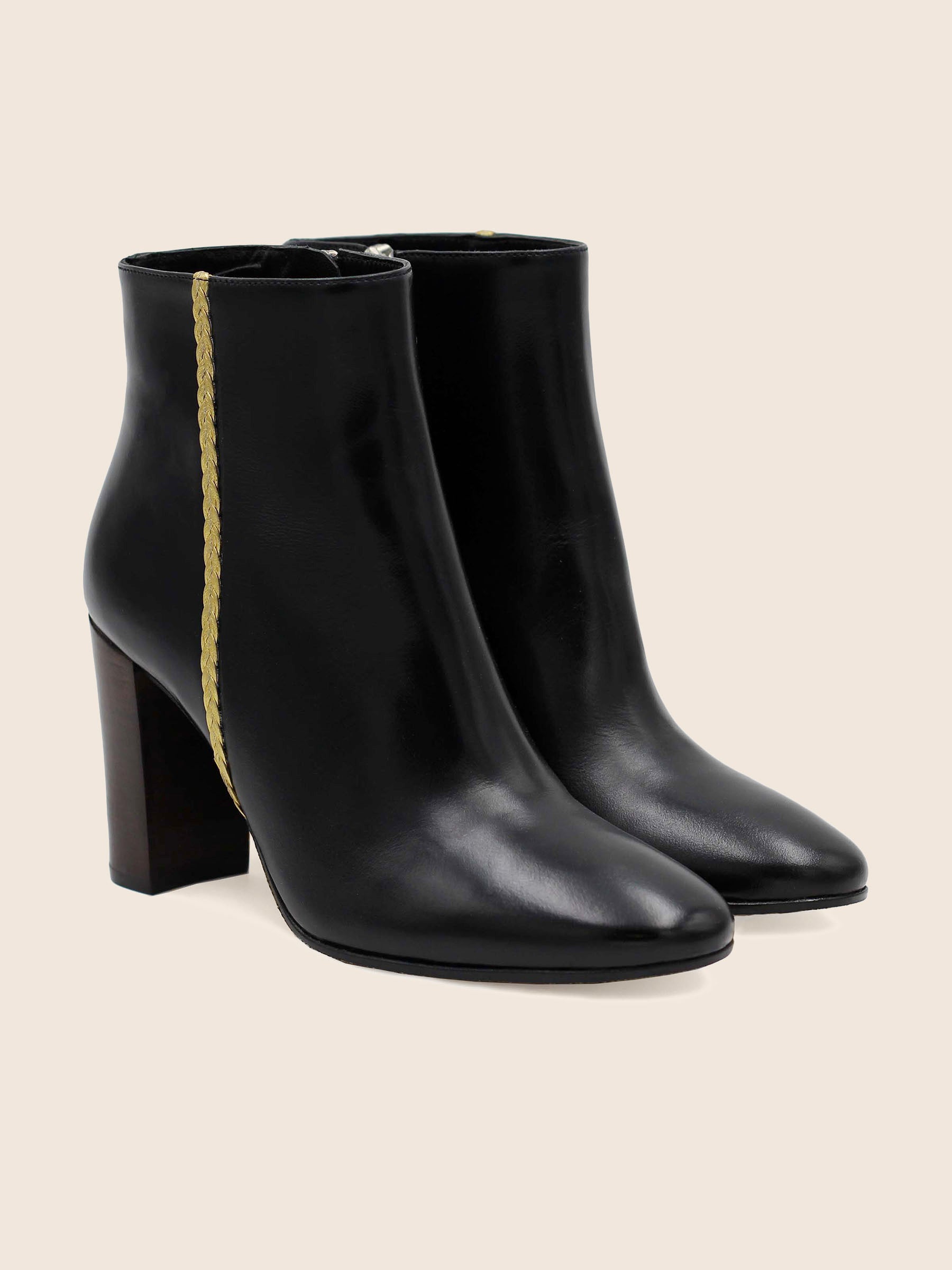 bottines talon cuir noir jules & jenn