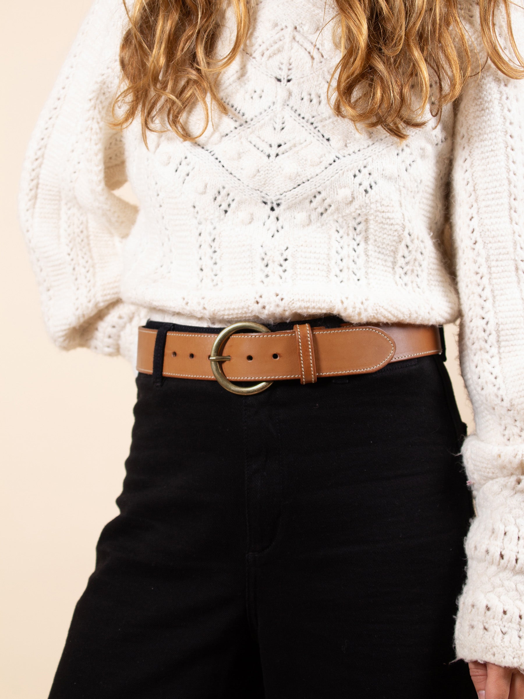 vue portée ceinture boheme cuir camel jules & jenn