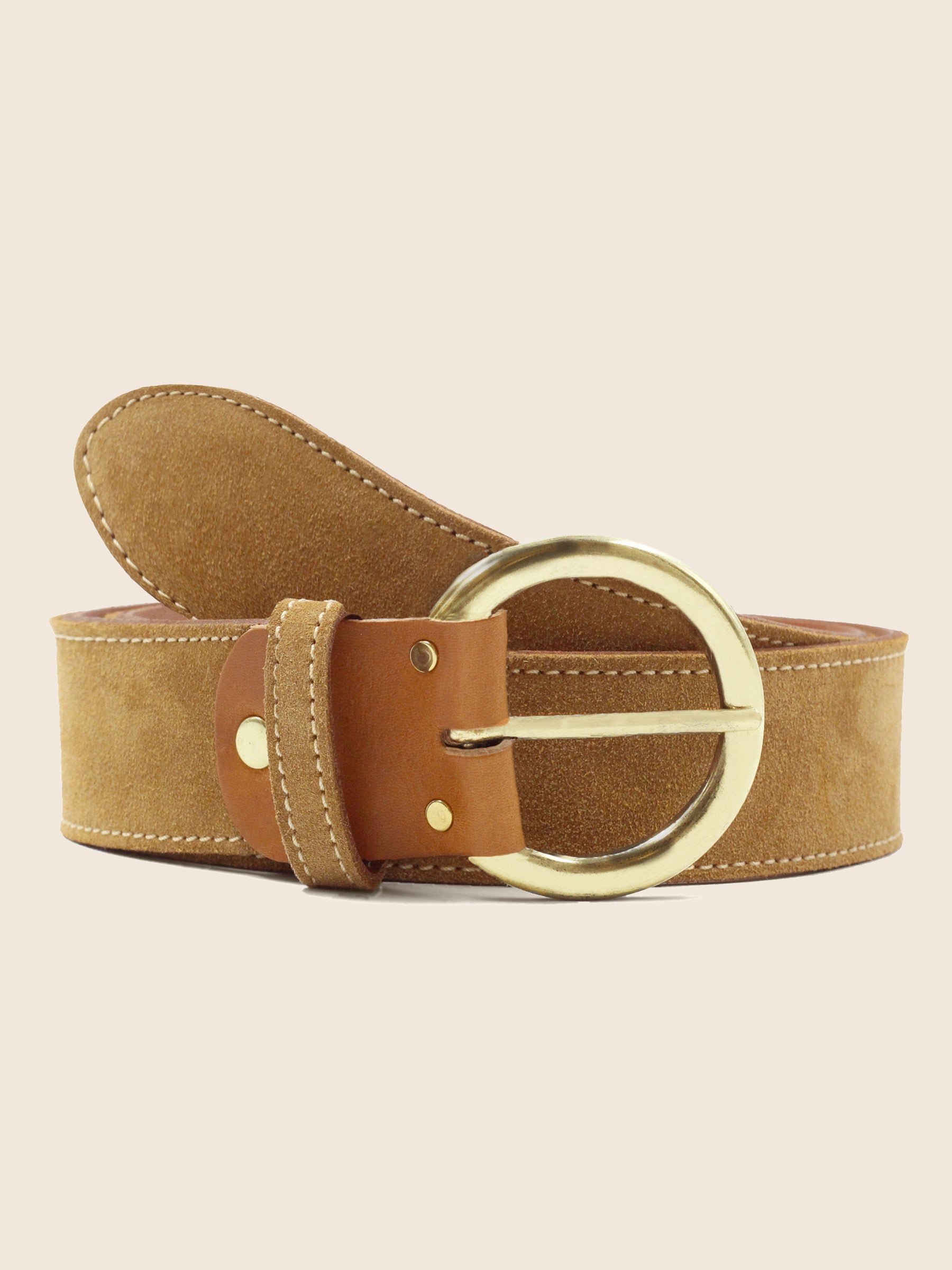 ceinture boheme cuir daim camel jules & jenn