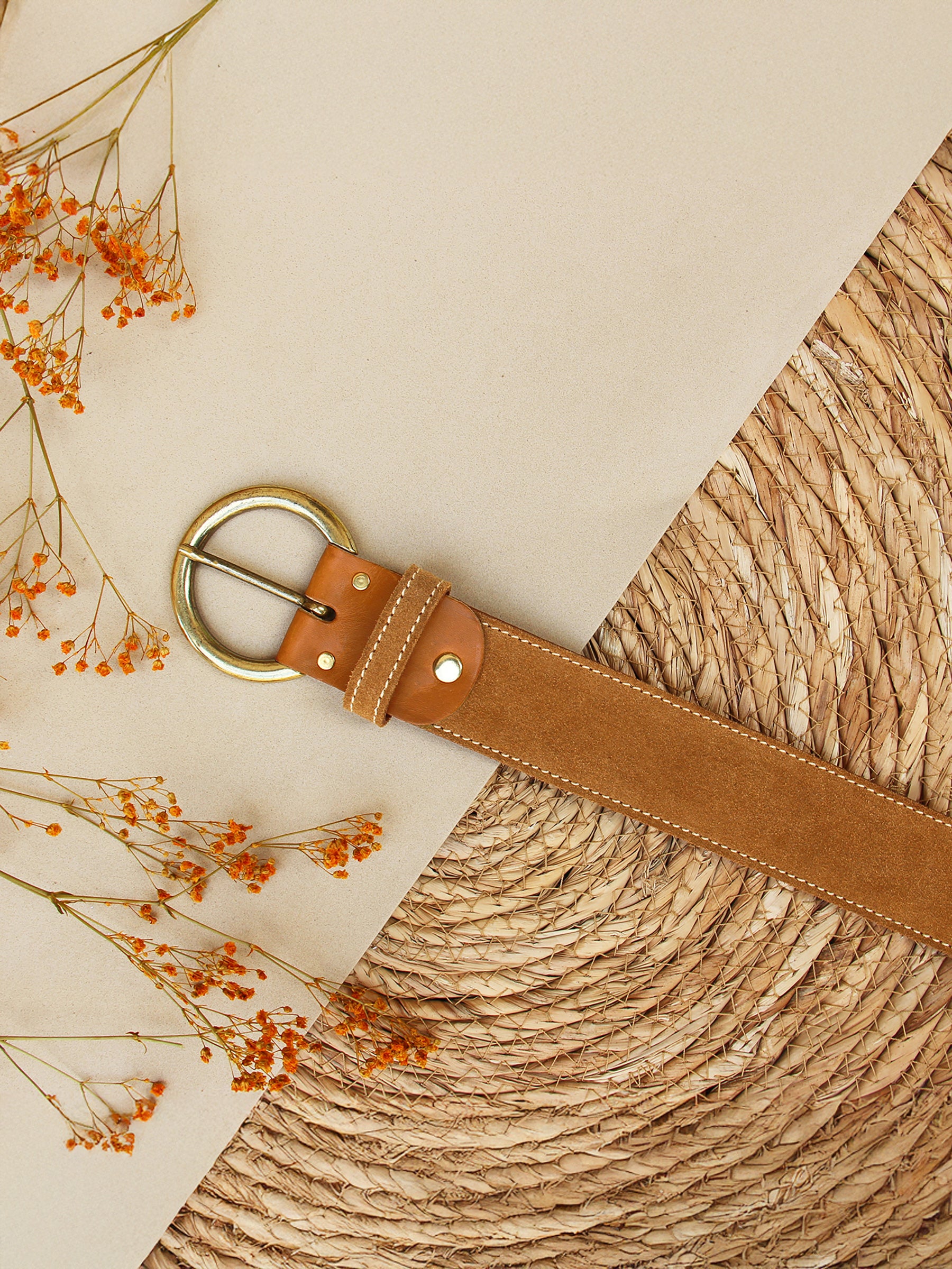 vue posée ceinture boheme cuir daim camel jules & jenn
