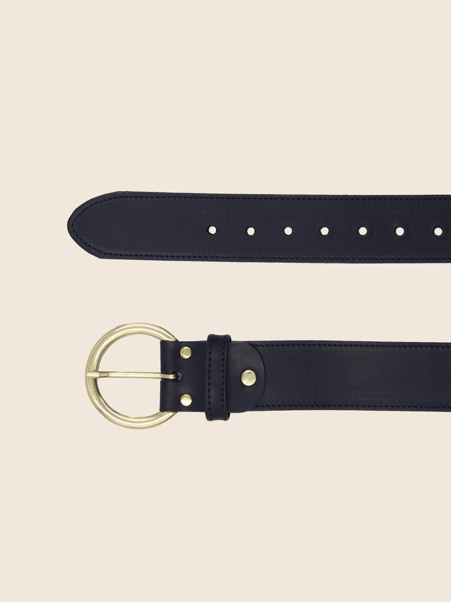 vue dessus ceinture boheme cuir noir jules & jenn