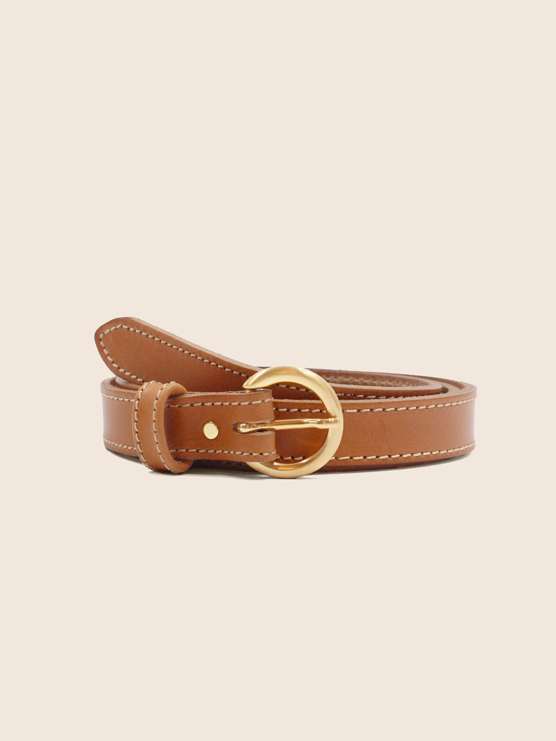 ceinture boucle d'or cuir camel jules & jenn