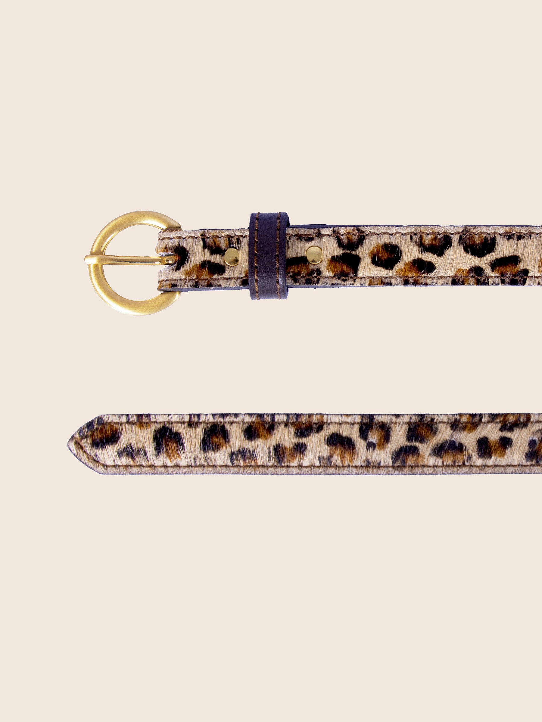 vue dessus ceinture boucle d or cuir leopard jules & jenn