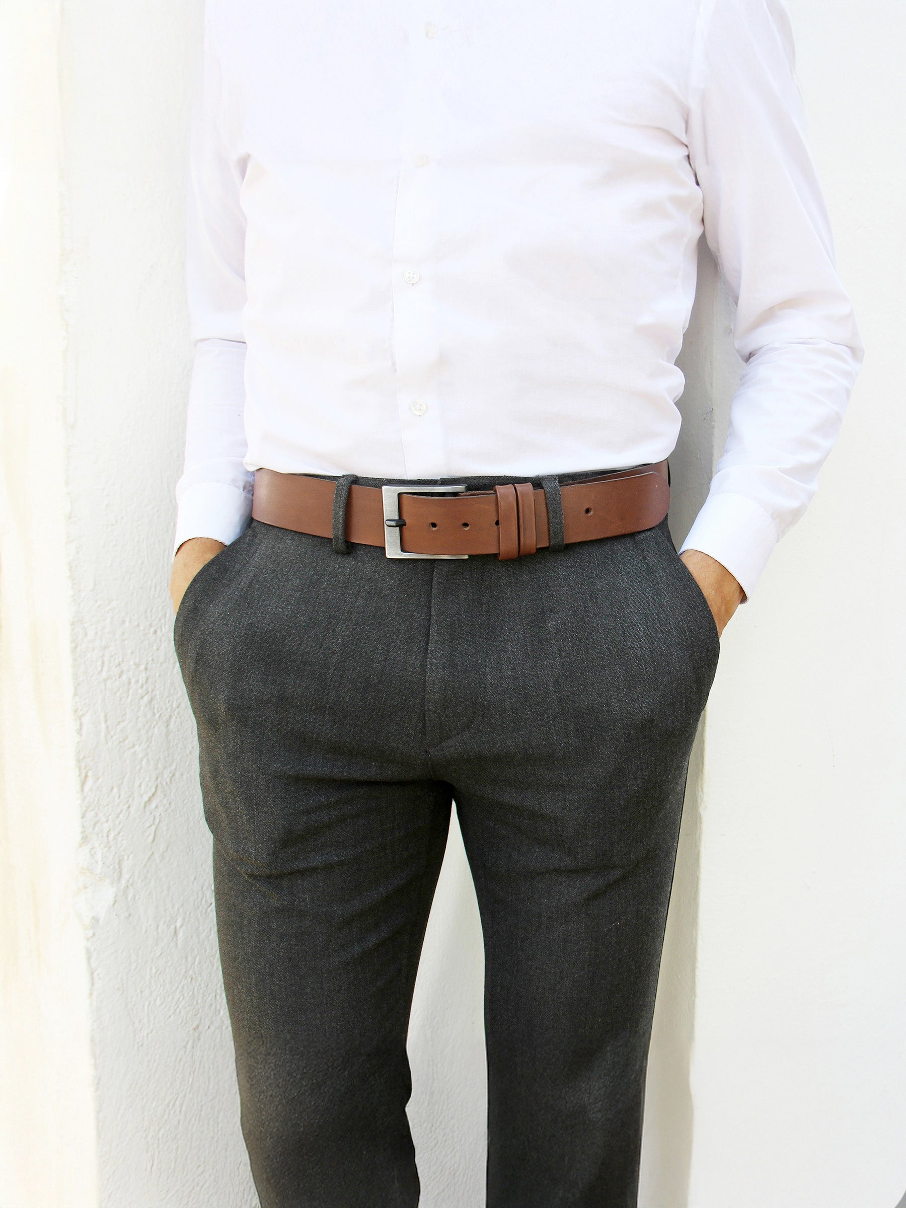 vue portée ceinture casual cuir cognac jules & jenn