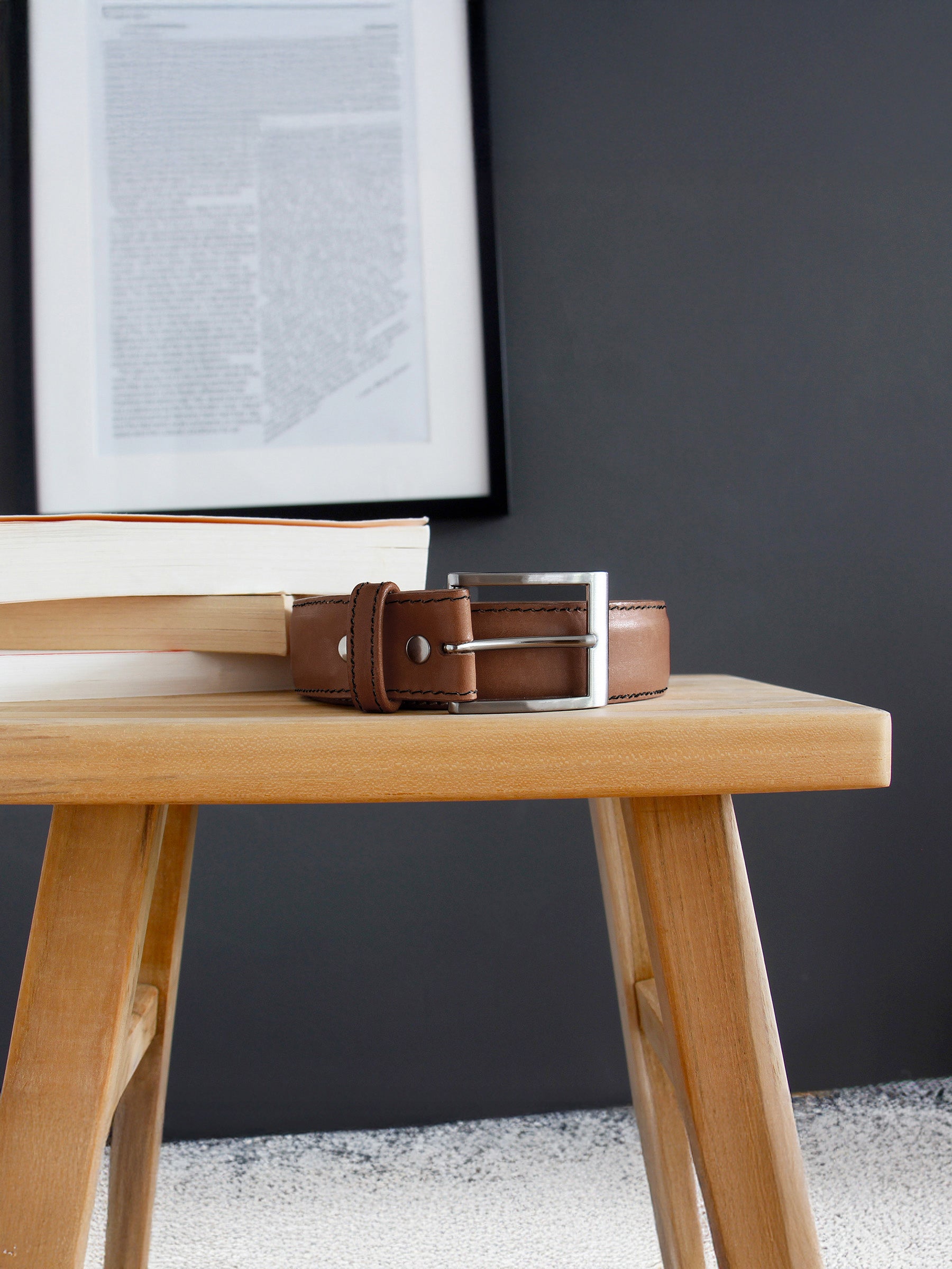 vue posée ceinture homme cuir cognac classique Jules & Jenn