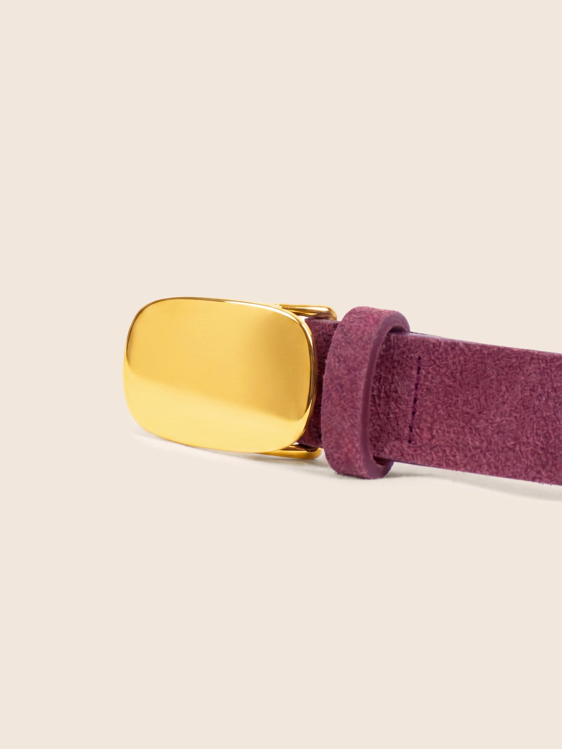 photo vue profil ceinture gaia cuir daim bordeaux jules jenn