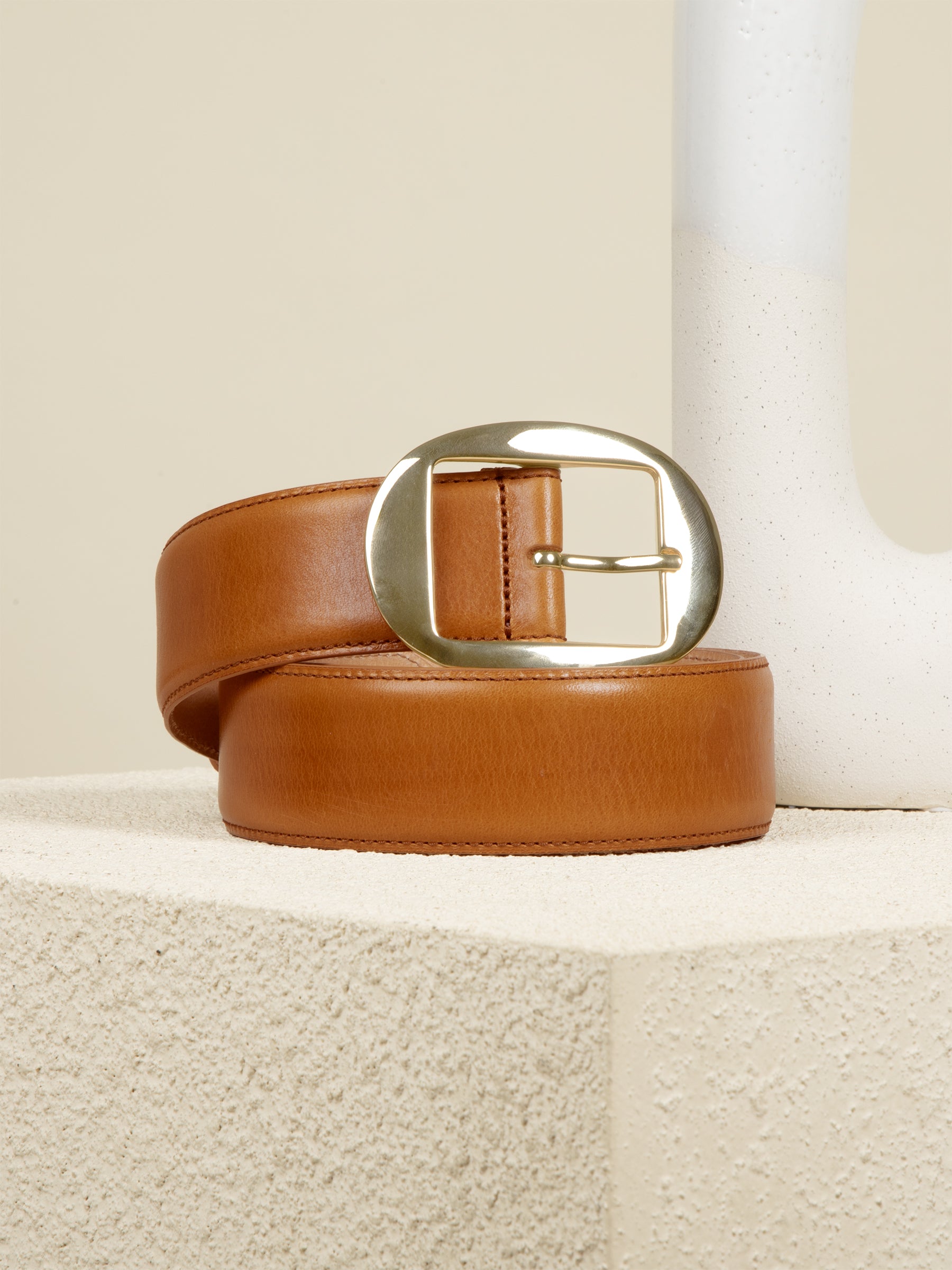 Ceinture camel avec boucle torsadée - Ceintures Femme Ceinture camel avec boucle torsadée - Ceintures Femme