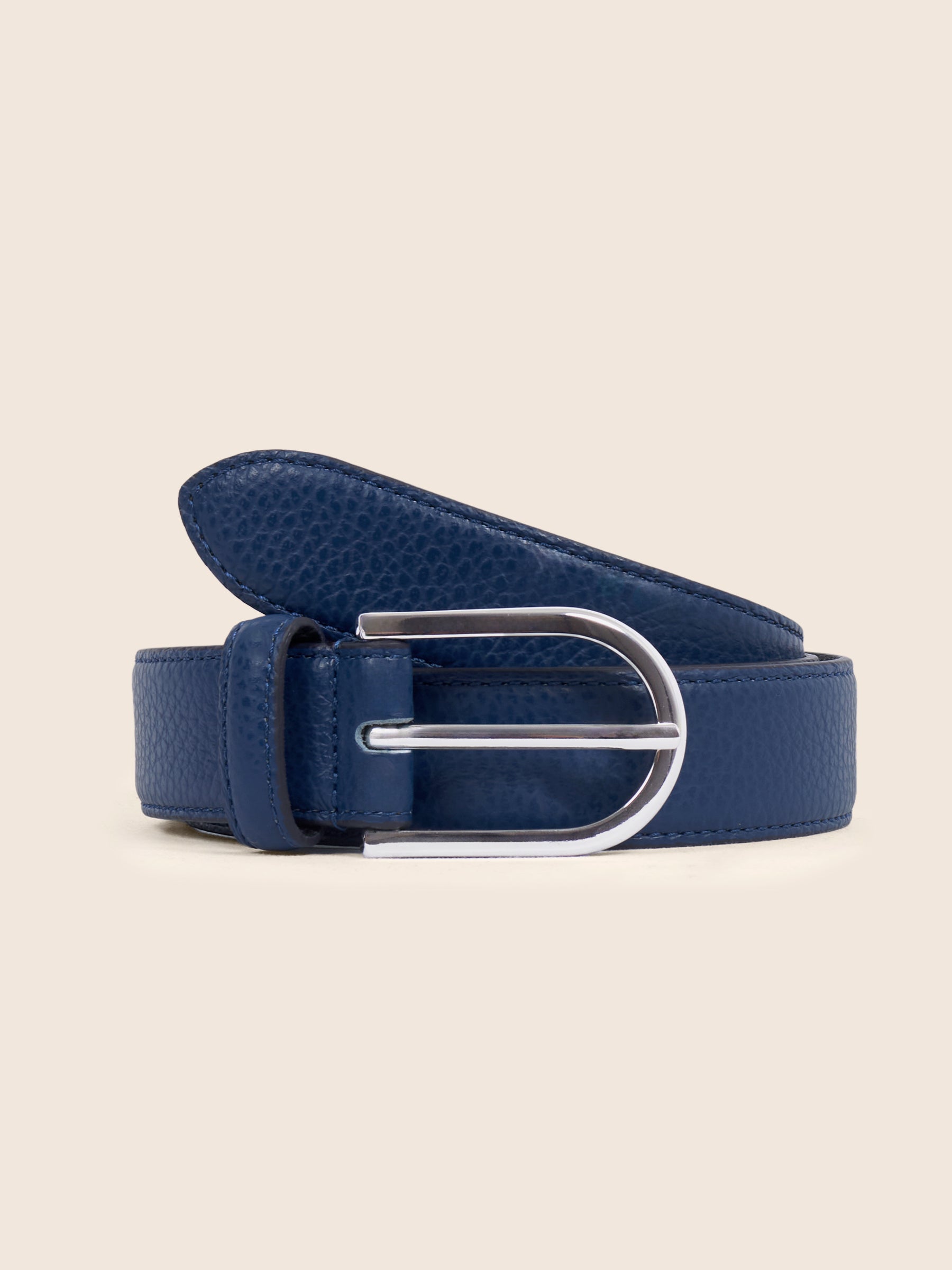 photo vue avant ceinture oscar cuir grainé bleu jules jenn