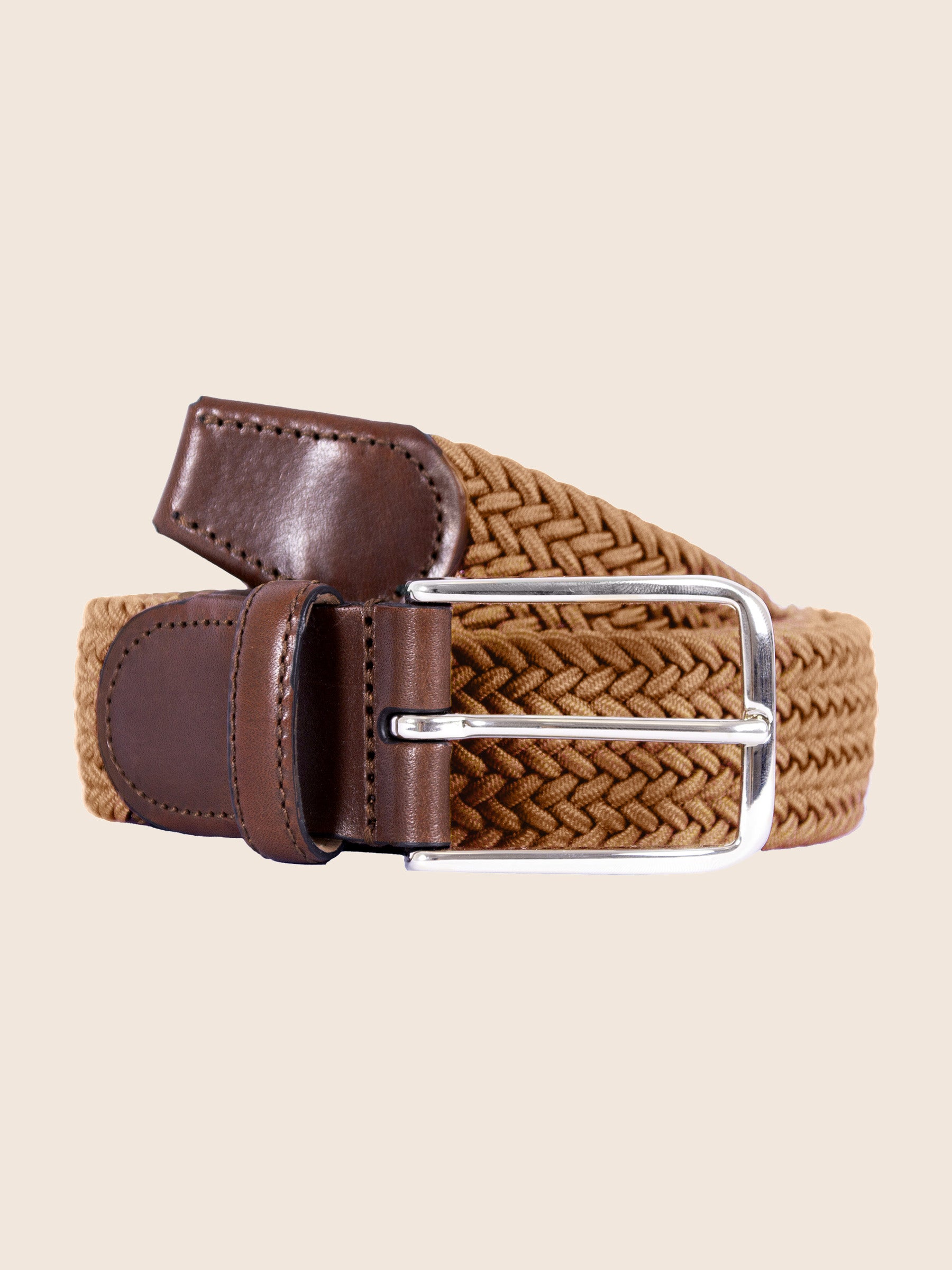 ceinture tressee homme polyester et cuir cognac jules & jenn