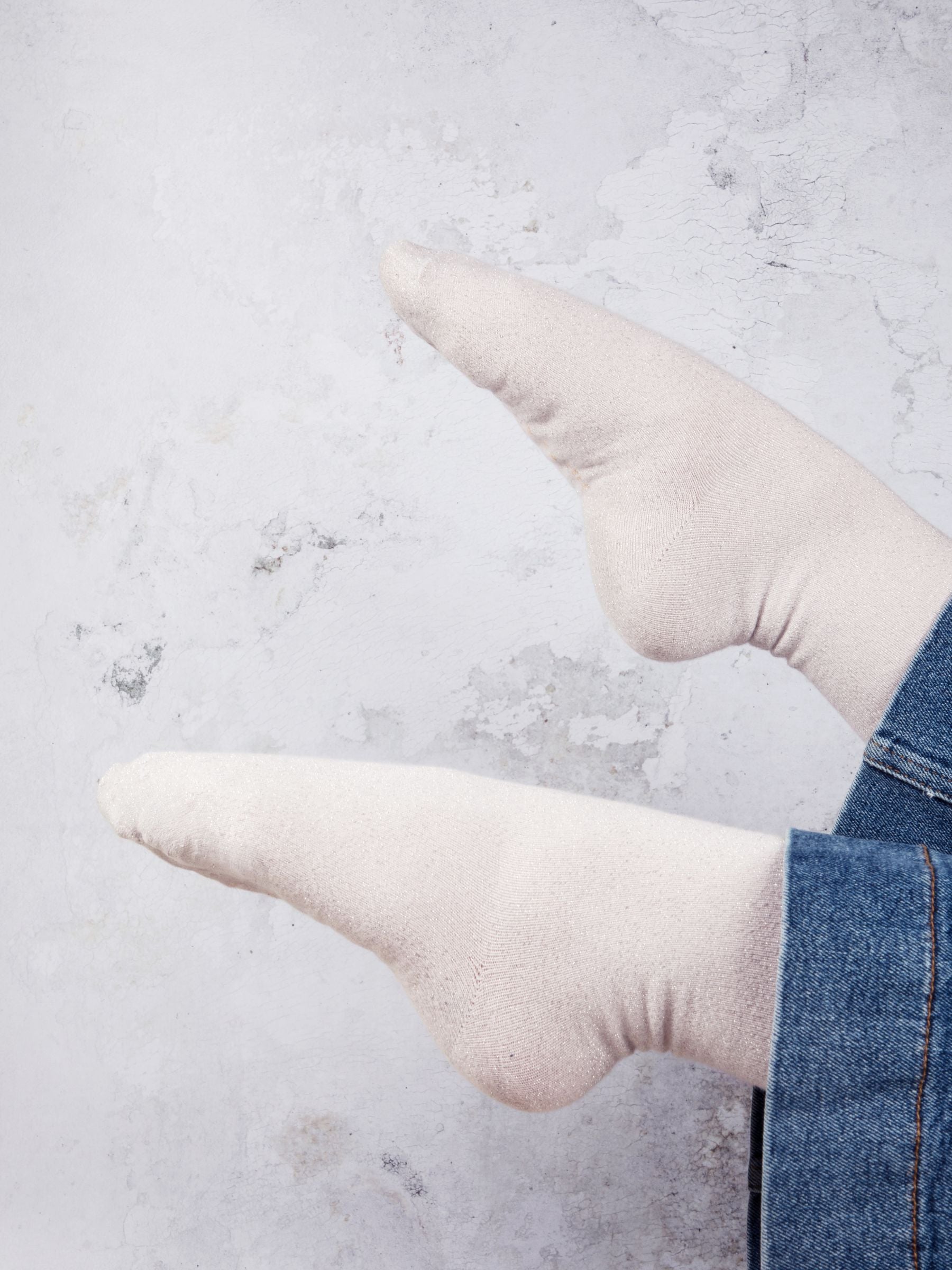 Chaussettes lurex blanc argenté