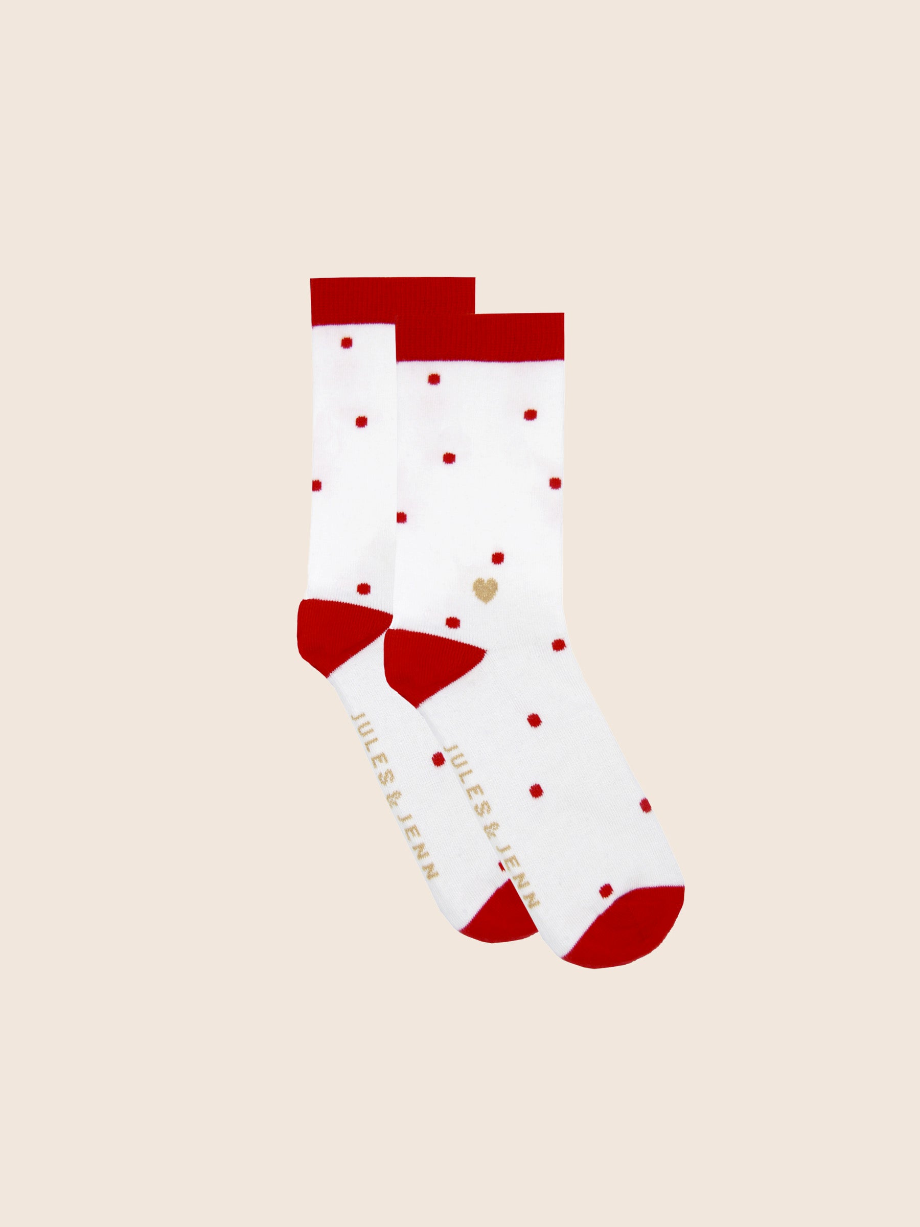 chaussettes pois coton blanc rouge jules & jenn