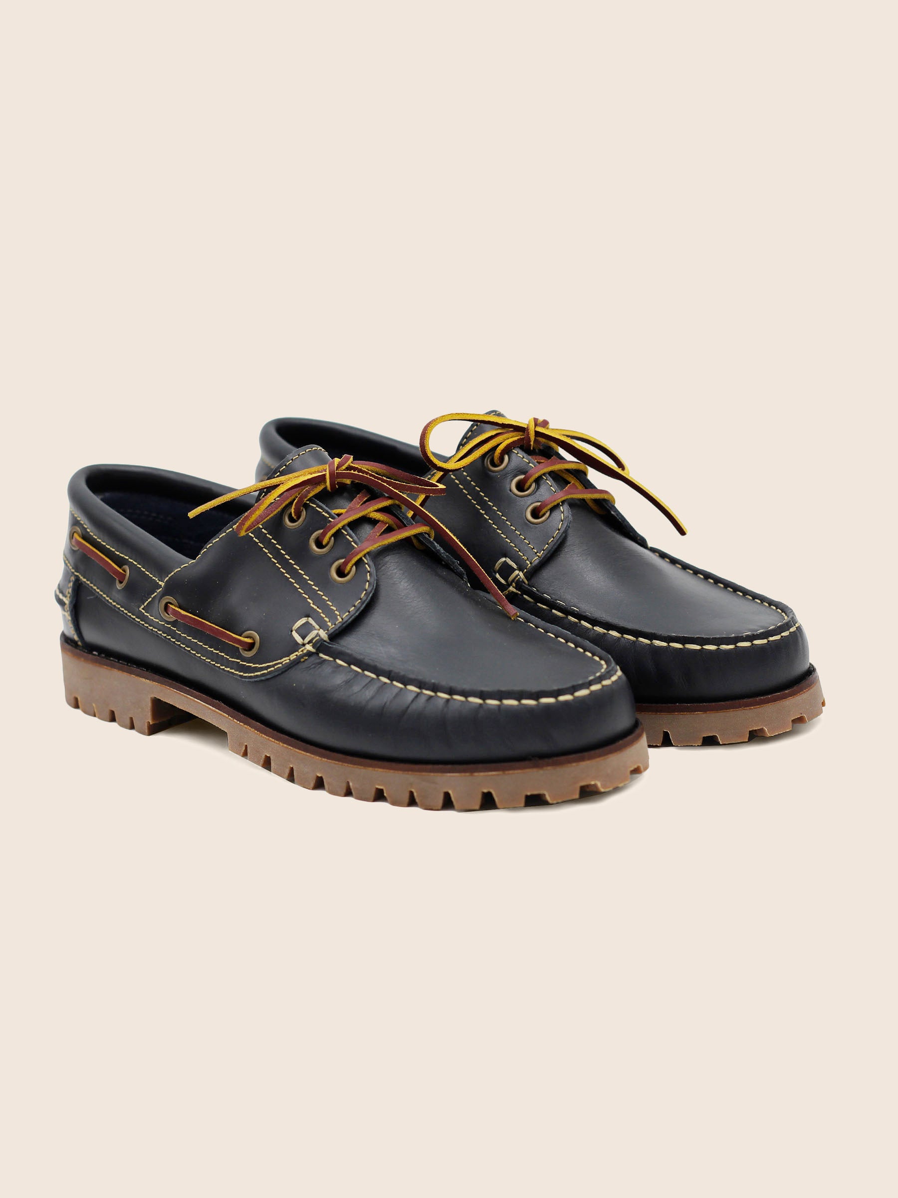 chaussure bateau crampons cuir bleu jules & jenn