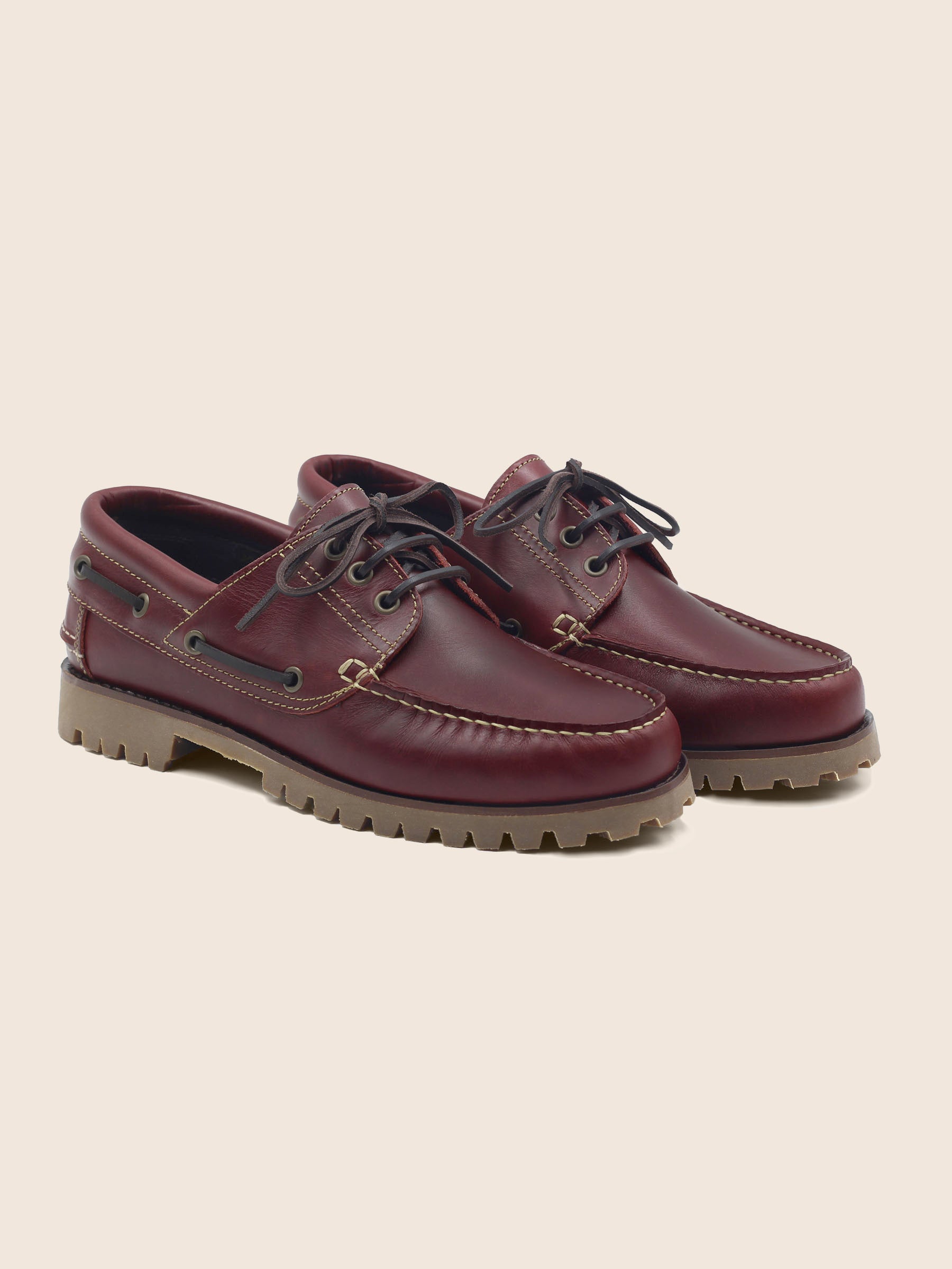 chaussure bateau crampons cuir bordeaux jules & jenn