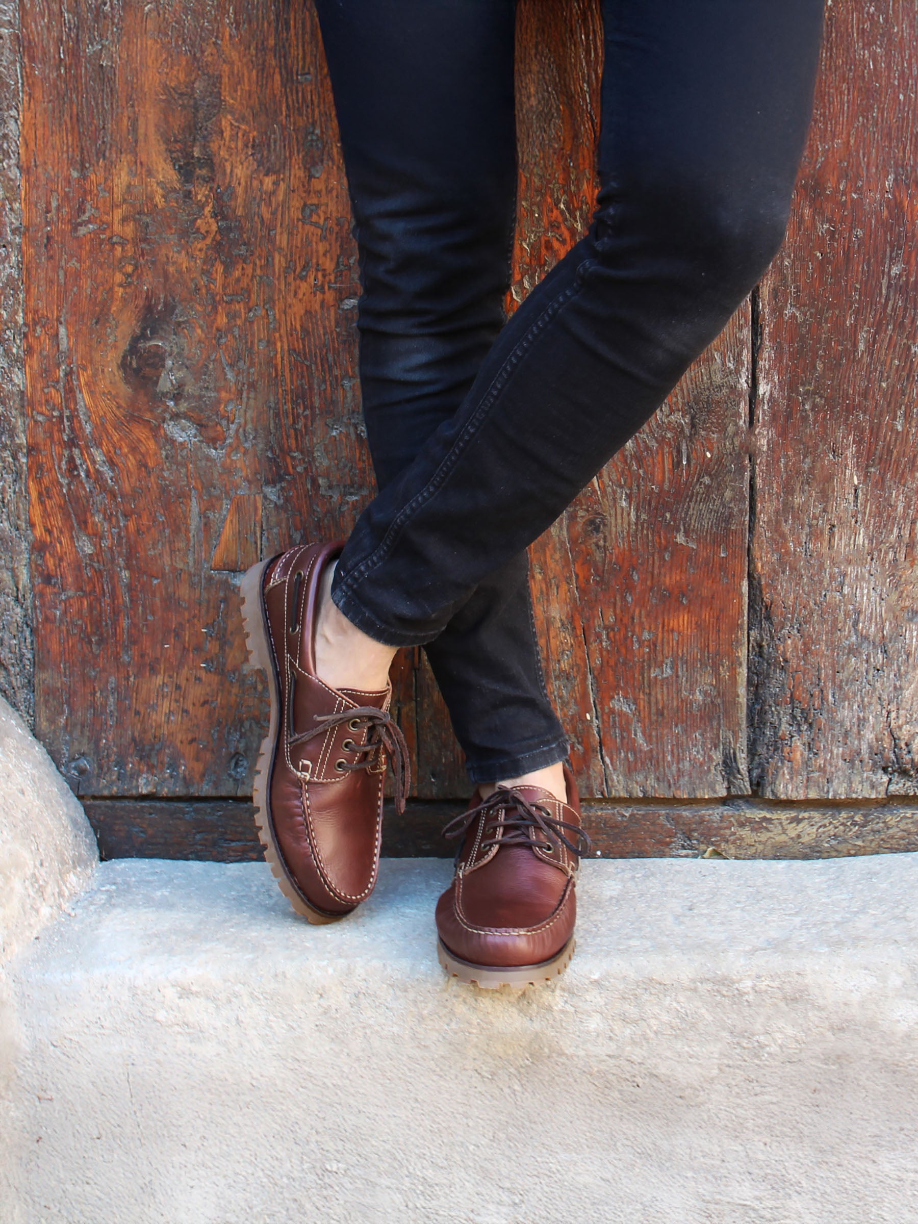 Chaussures bateau crampons marron