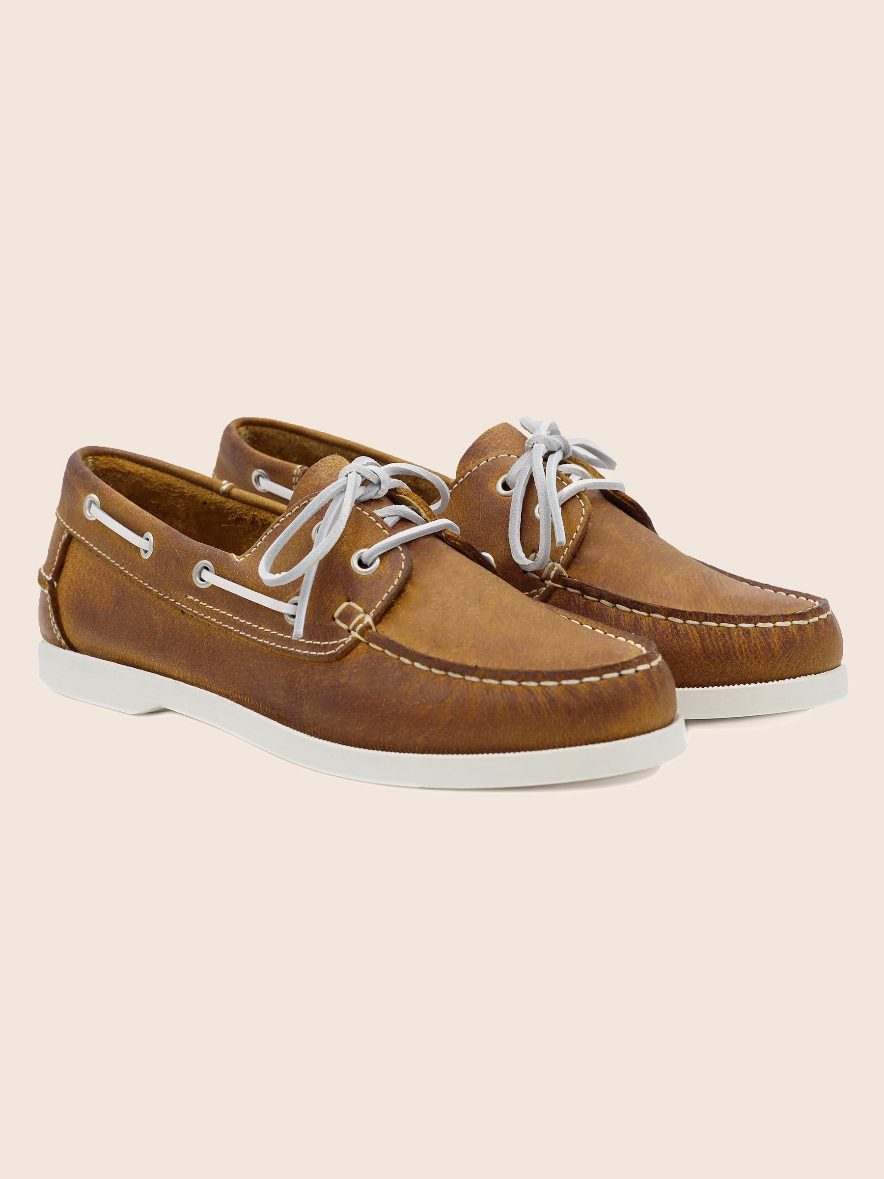 chaussures bateau cuir cognac jules & jenn