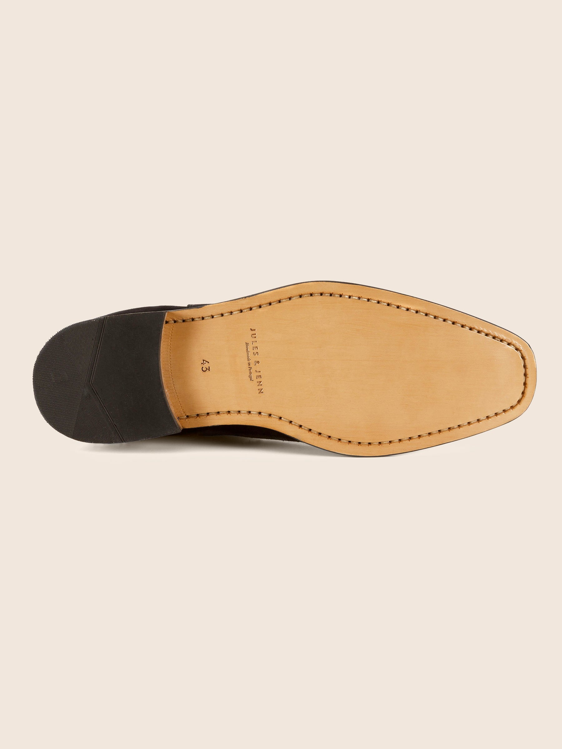 vue dessous chelsea boots cuir cognac vert jules & jenn