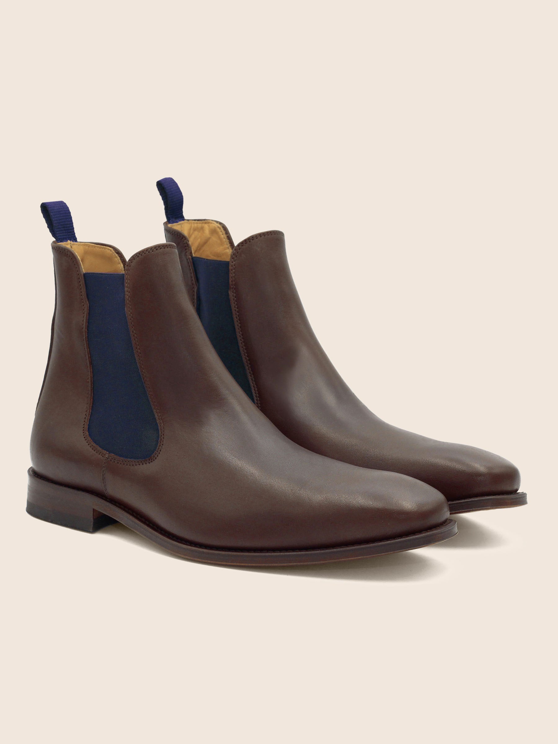 Chelsea boots cuir marron bleu
