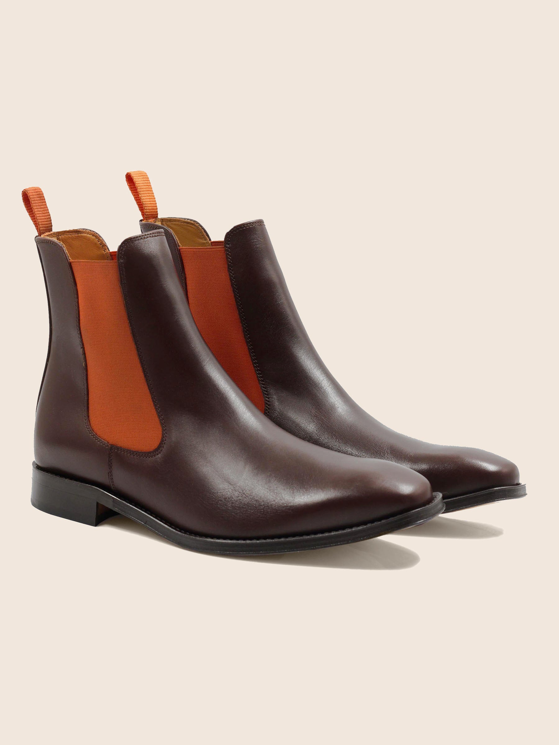chelsea boots cuir marron orange jules & jenn