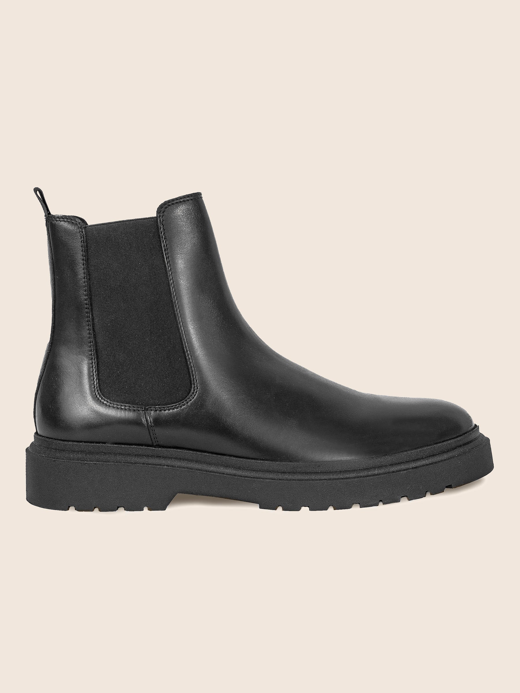 vue profil chelsea boots gomme cuir noir jules & jenn