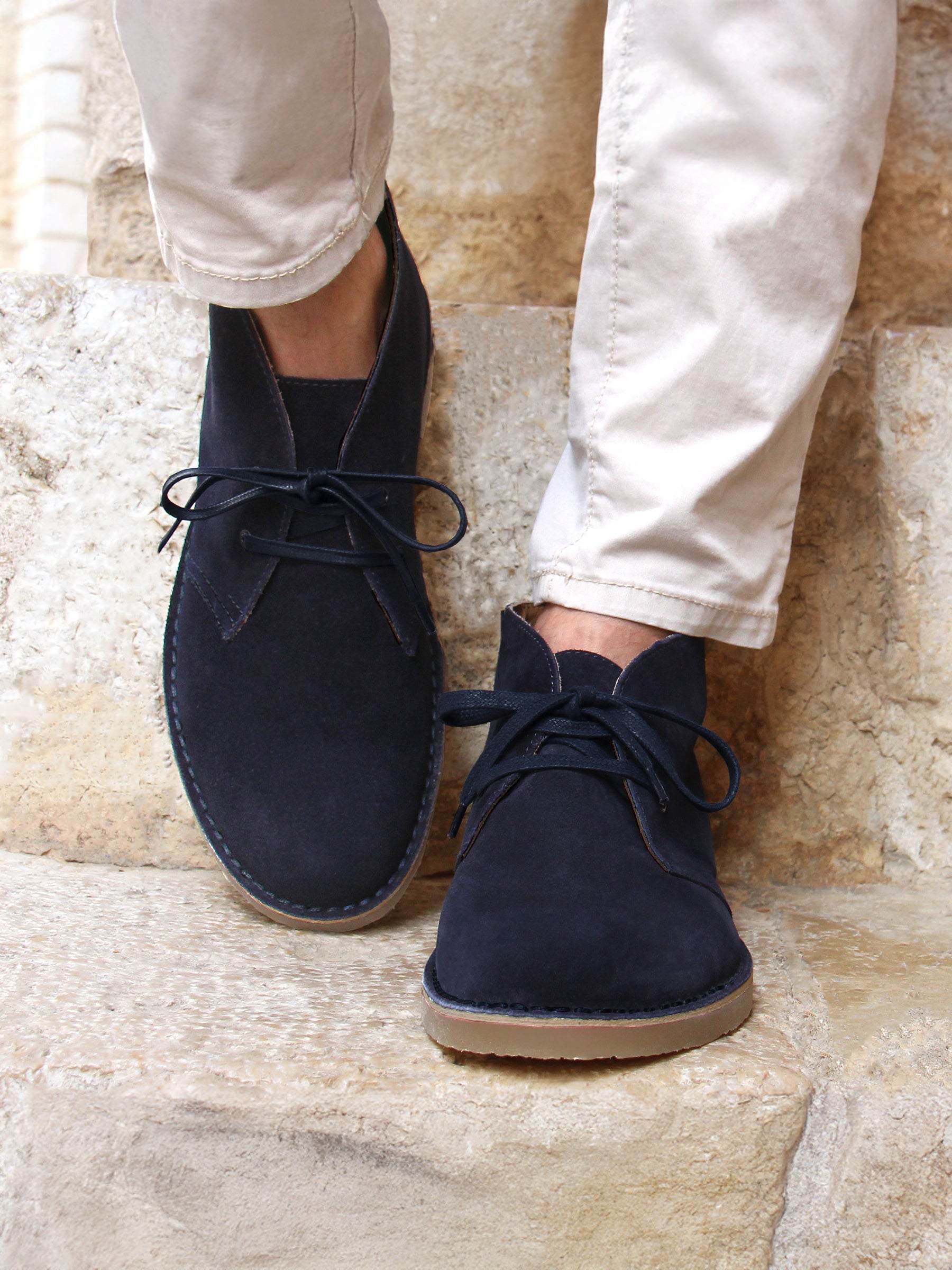 vue portée chukka boots cuir daim bleu jules & jenn